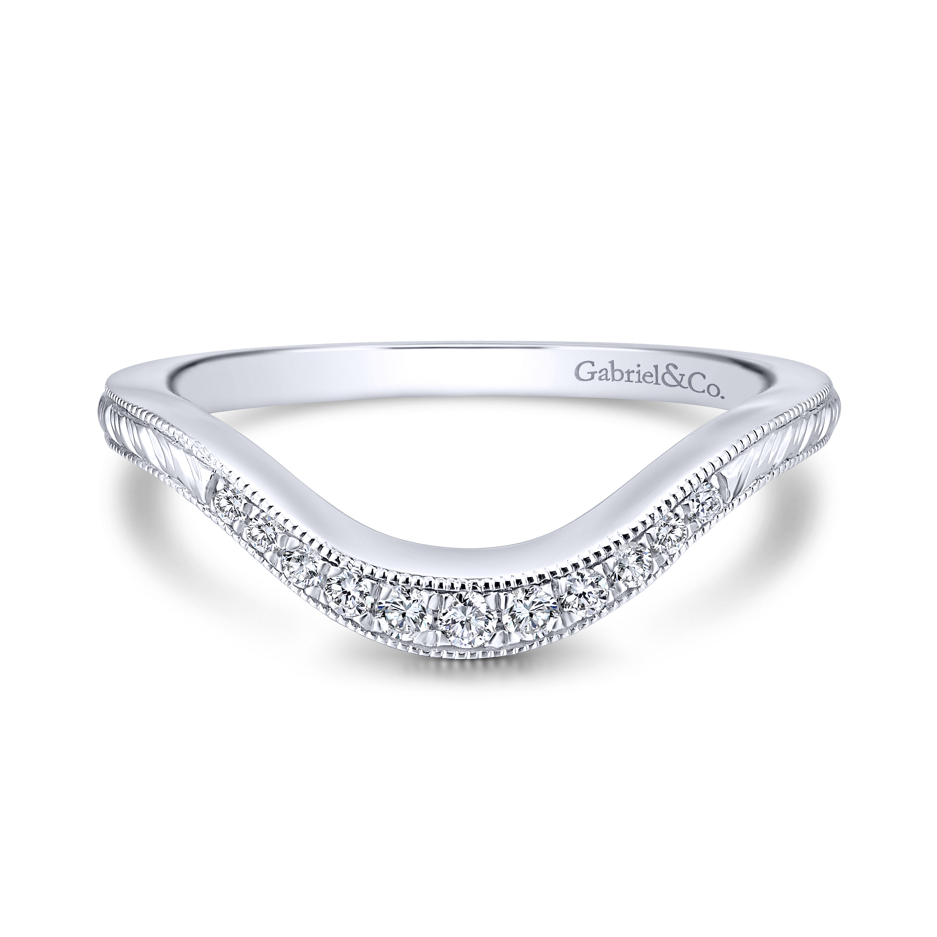 14k White Gold Diamond Curved 14k White Gold Diamond Curved