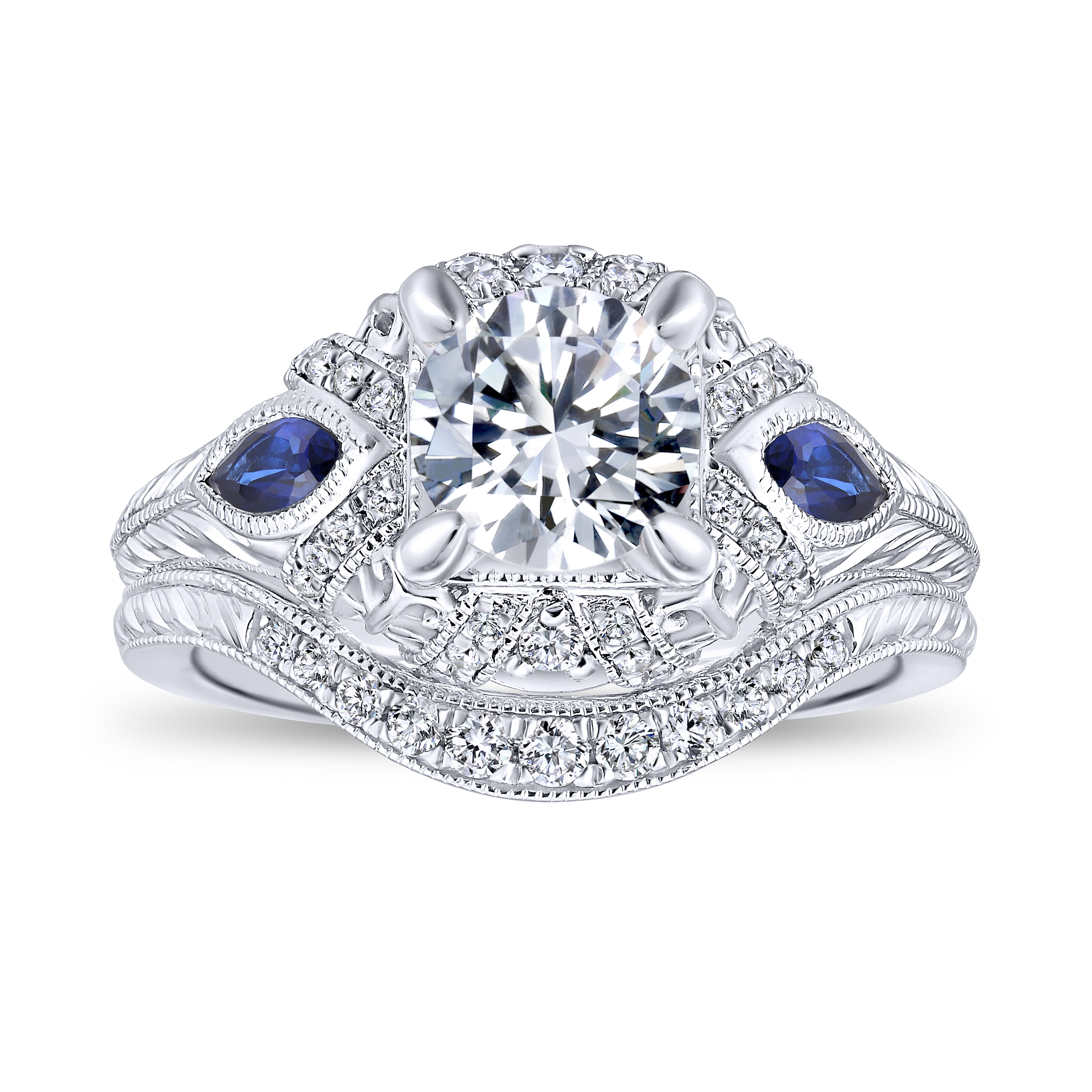 14k White Gold Diamond Curved Wedding Band angle 4 14k White Gold Diamond Curved Wedding Band angle 4