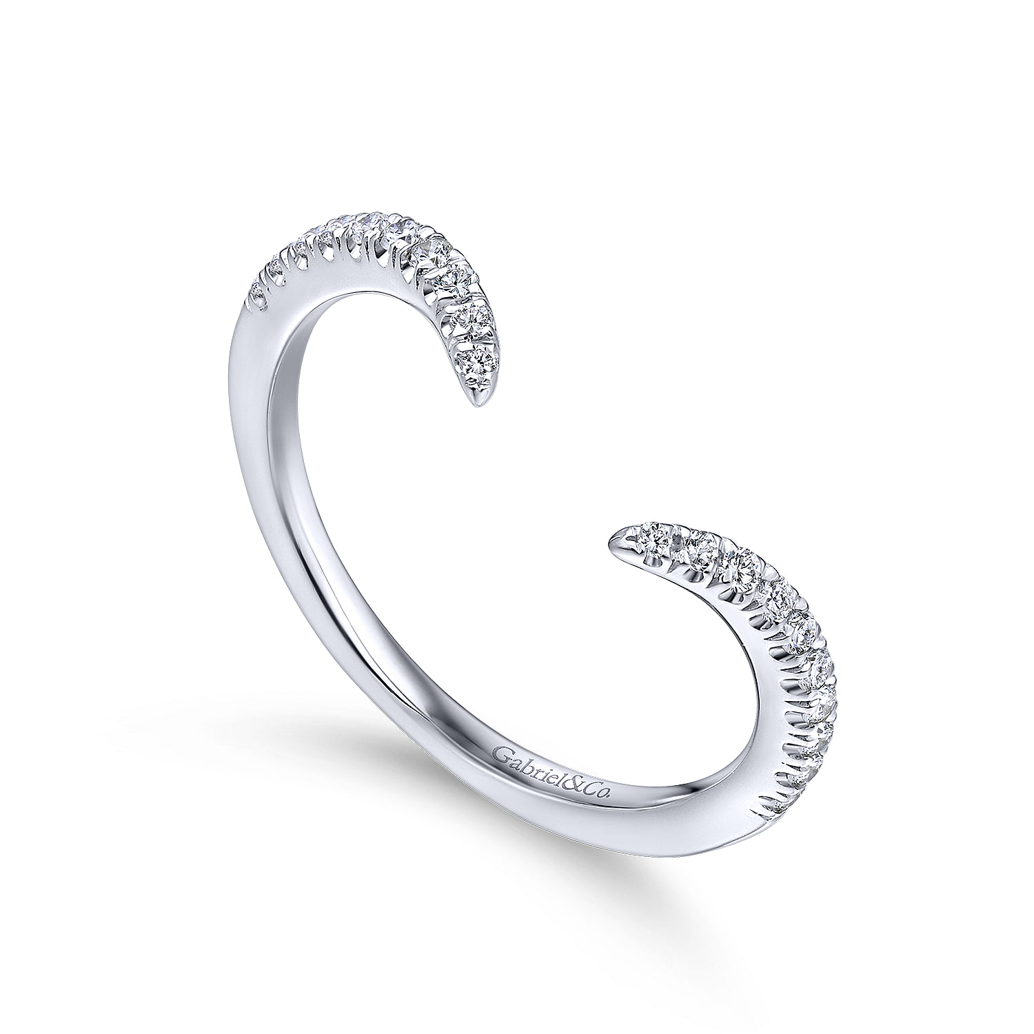 14k White Gold Diamond Curved Wedding Band angle 3 14k White Gold Diamond Curved Wedding Band angle 3