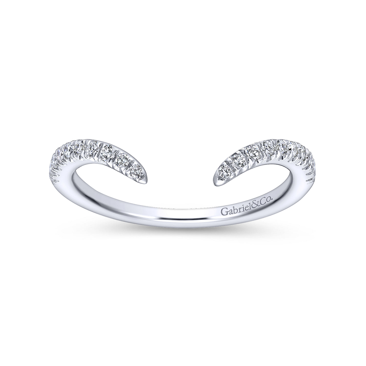 14k White Gold Diamond Curved Wedding Band angle 5 14k White Gold Diamond Curved Wedding Band angle 5
