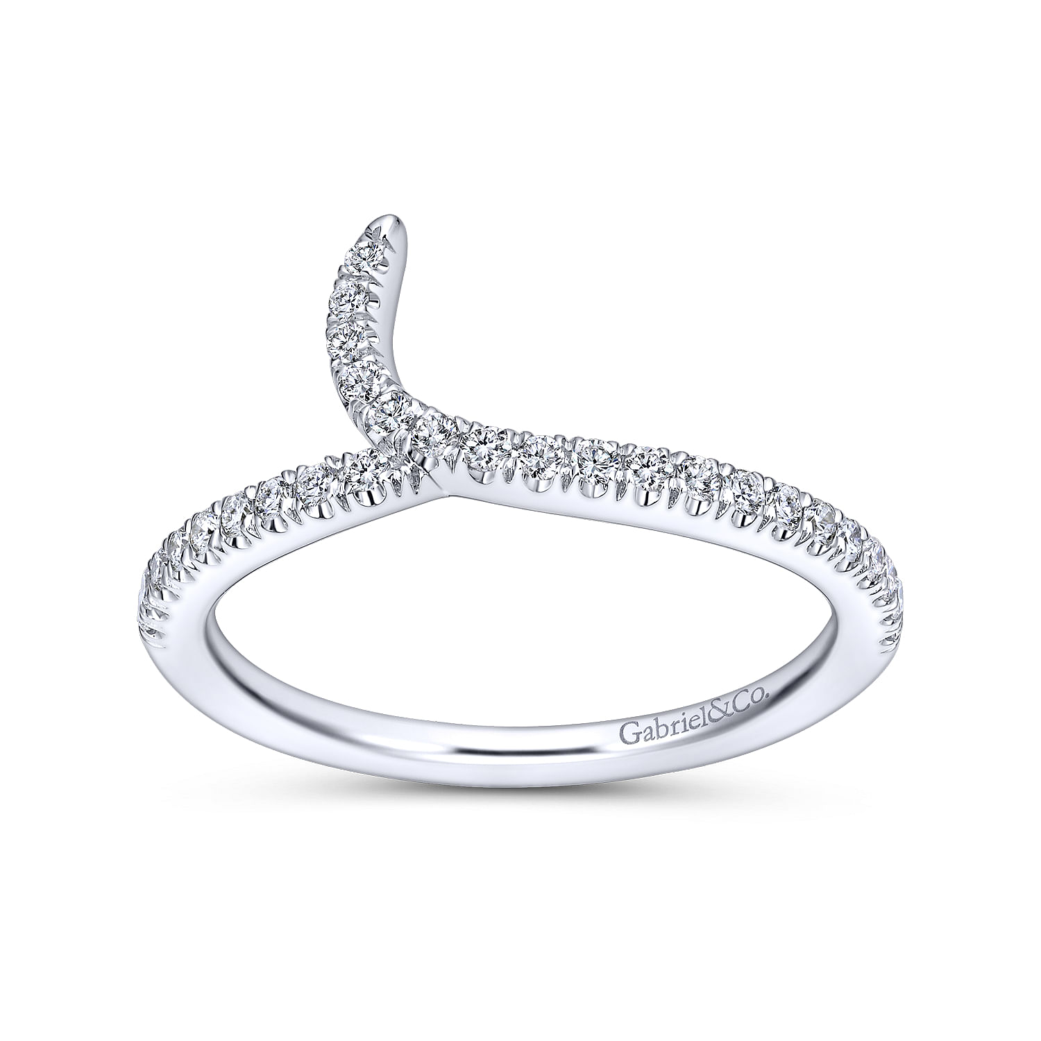 14k White Gold Diamond Curved Wedding Band angle 5 14k White Gold Diamond Curved Wedding Band angle 5