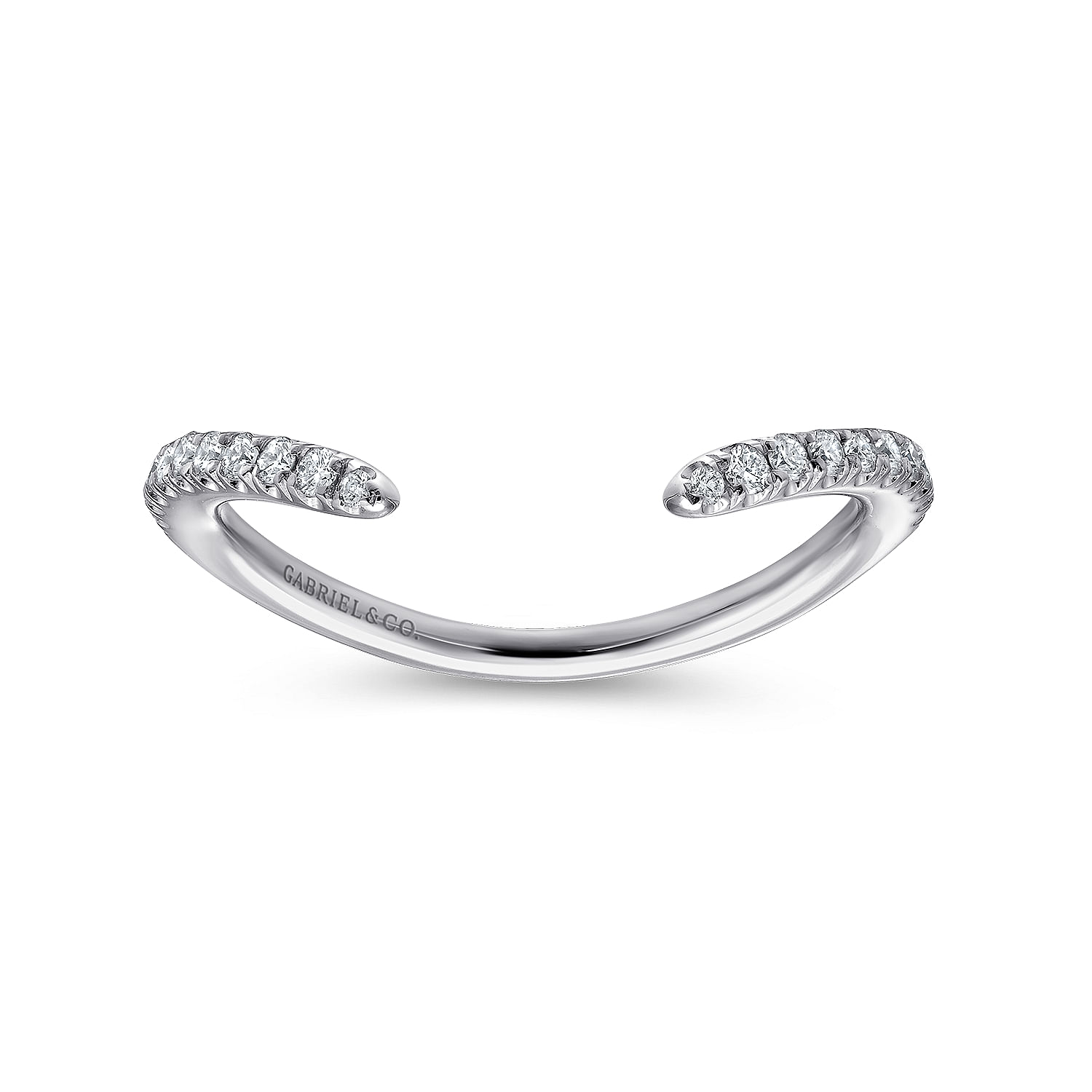 14k White Gold Diamond Curved Wedding Band angle 5 14k White Gold Diamond Curved Wedding Band angle 5