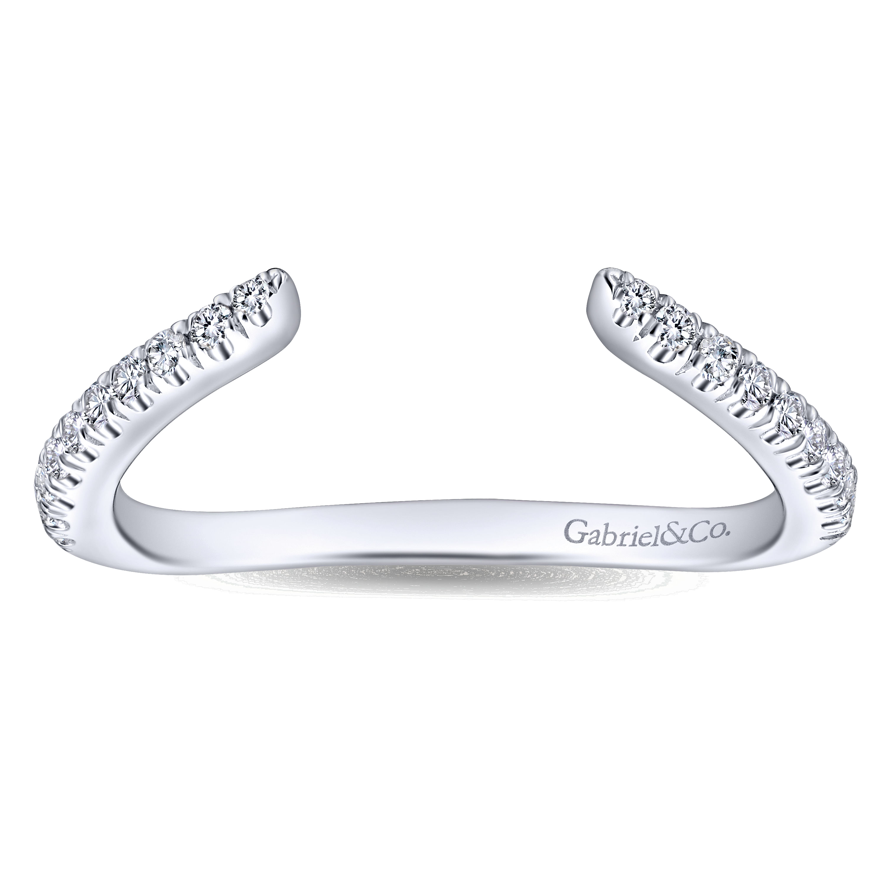 14k White Gold Diamond Curved Wedding Band angle 5 14k White Gold Diamond Curved Wedding Band angle 5