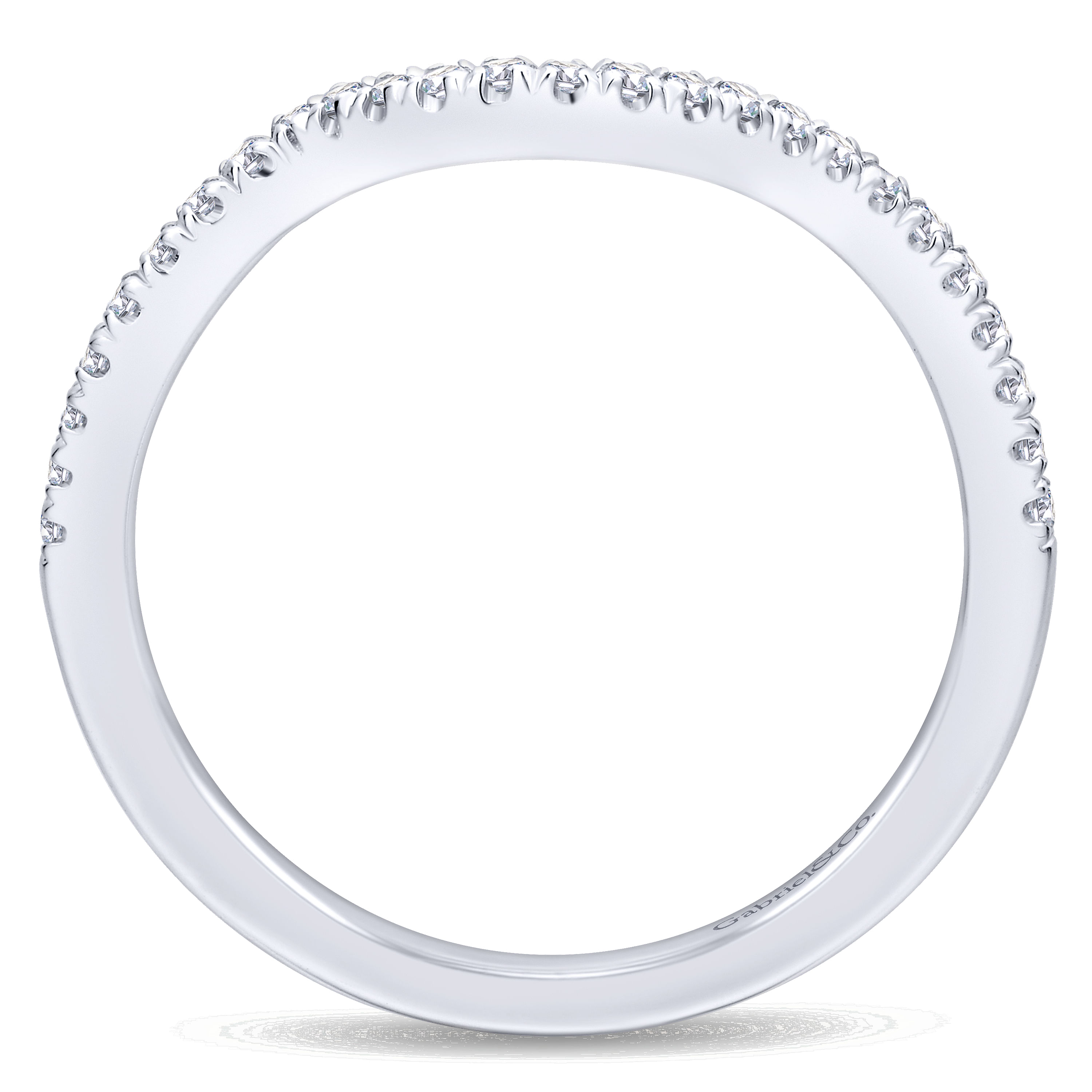14k White Gold Diamond Curved Wedding Band angle 2 14k White Gold Diamond Curved Wedding Band angle 2