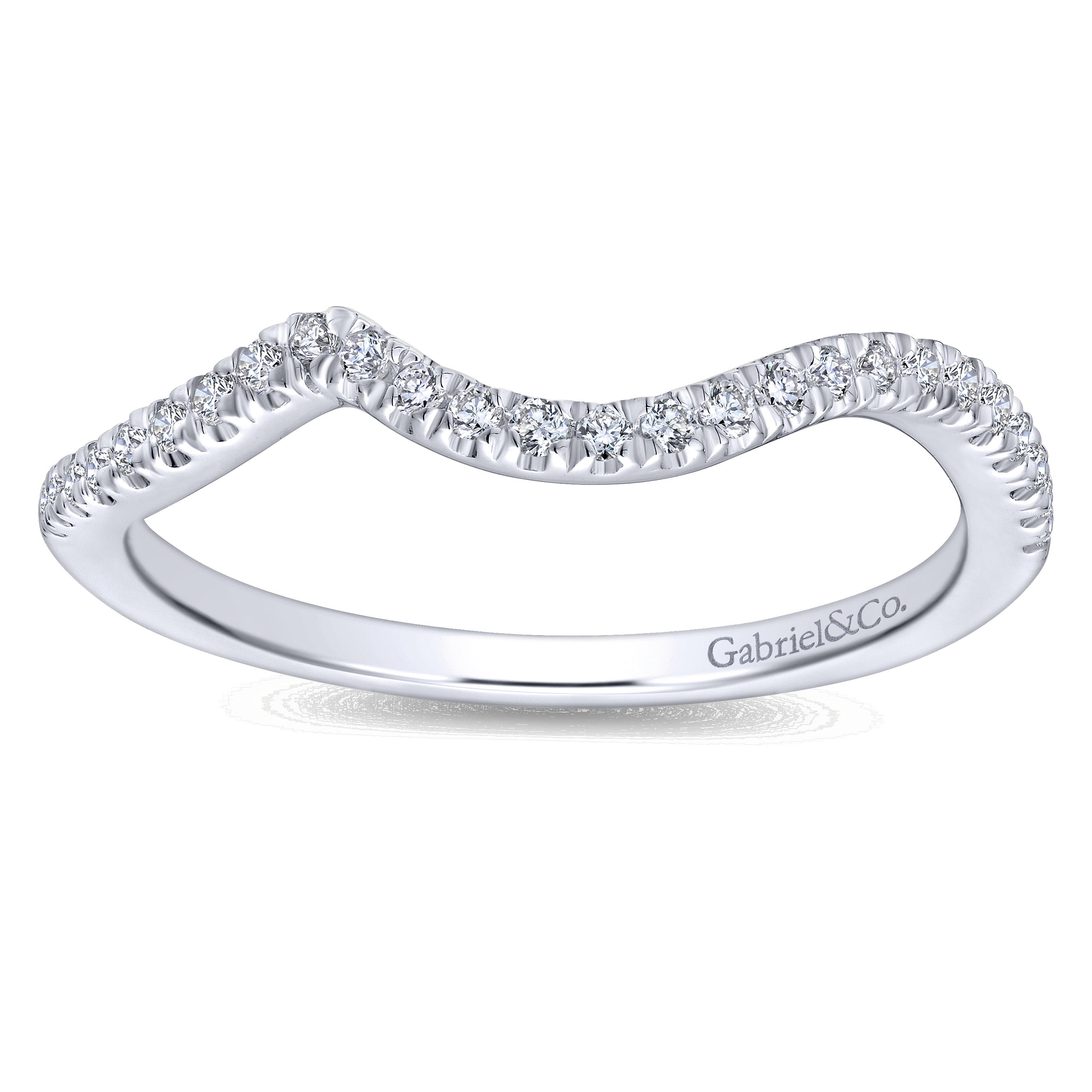 14k White Gold Diamond Curved Wedding Band angle 5 14k White Gold Diamond Curved Wedding Band angle 5