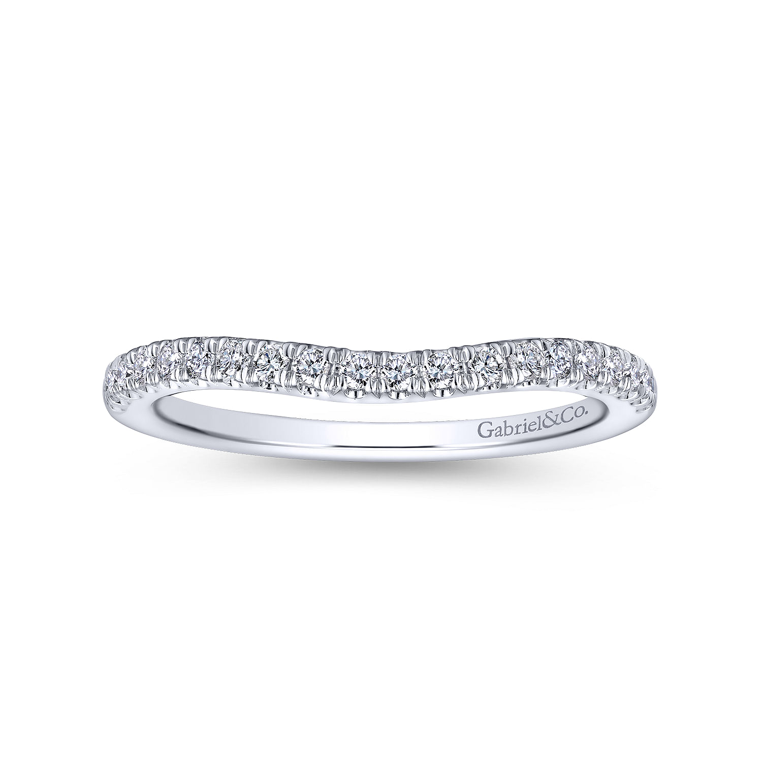 14k White Gold Diamond Curved Wedding Band angle 5 14k White Gold Diamond Curved Wedding Band angle 5