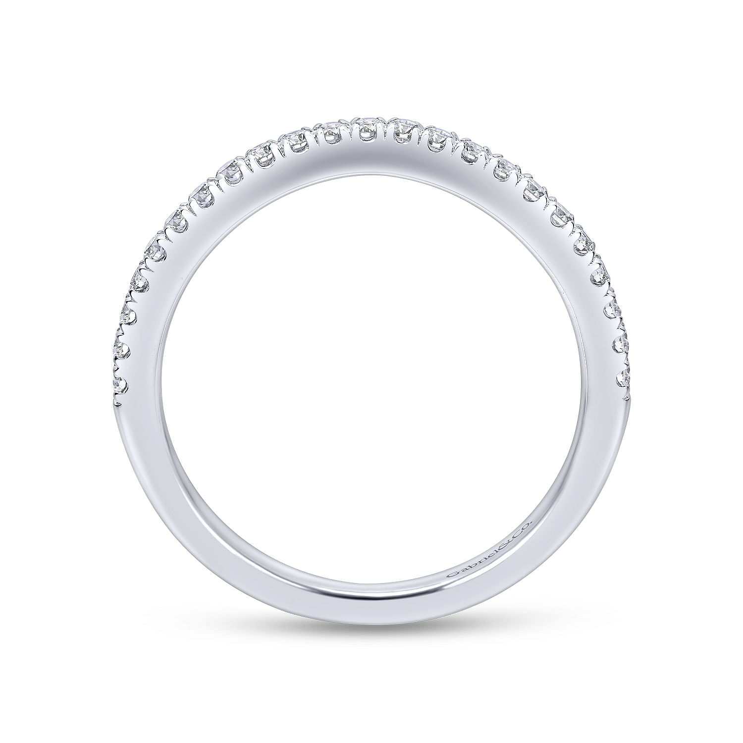 14k White Gold Diamond Curved Wedding Band angle 2 14k White Gold Diamond Curved Wedding Band angle 2