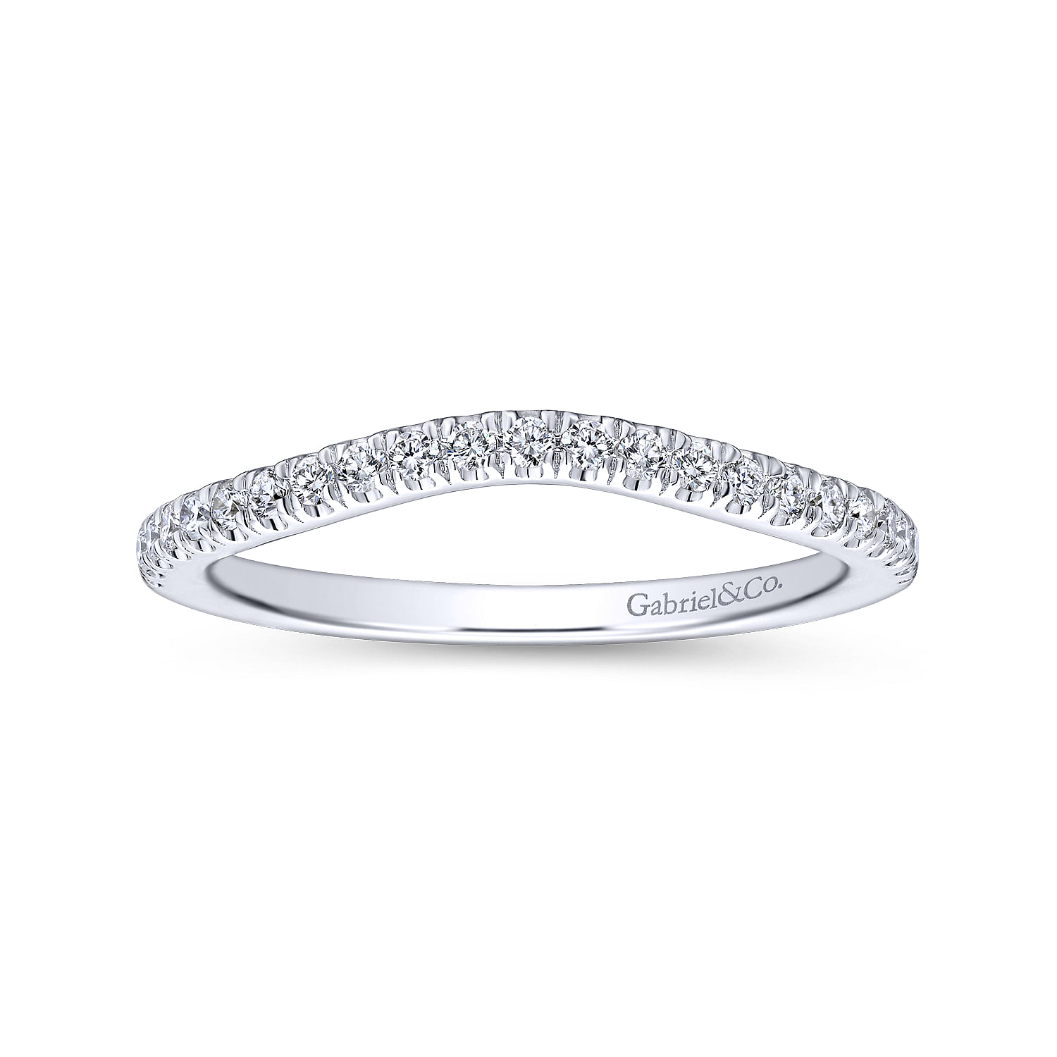 14k White Gold Diamond Curved Wedding Band angle 5 14k White Gold Diamond Curved Wedding Band angle 5