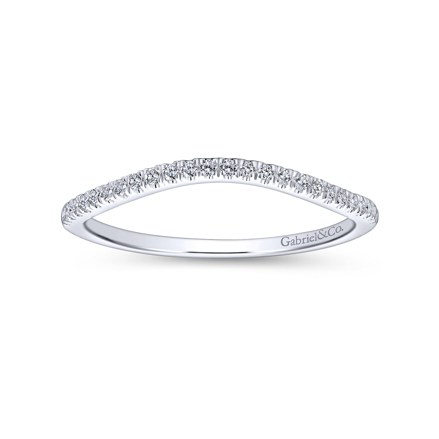 14k White Gold Diamond Curved Wedding Band angle 5 14k White Gold Diamond Curved Wedding Band angle 5
