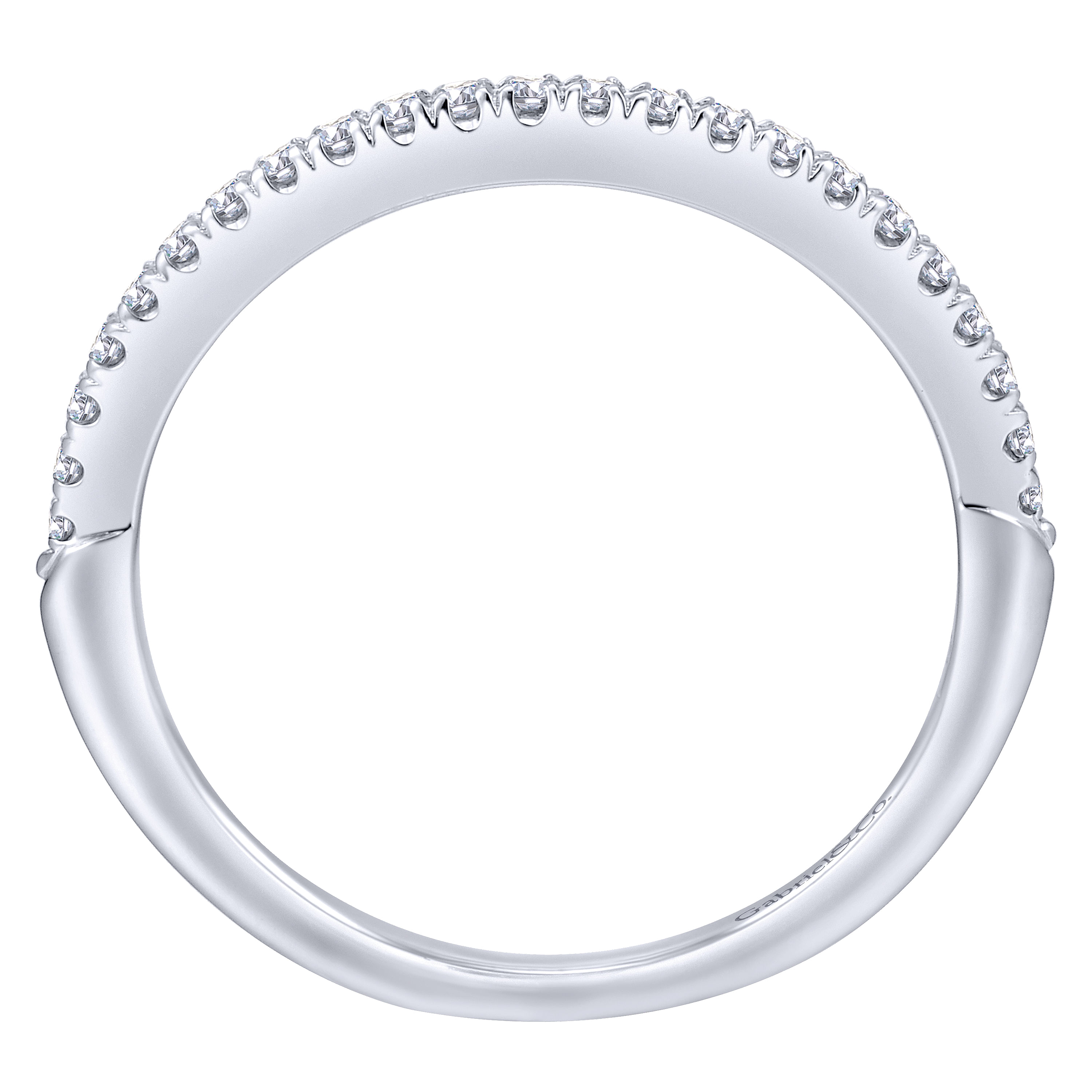 14k White Gold Diamond Curved Wedding Band angle 2 14k White Gold Diamond Curved Wedding Band angle 2