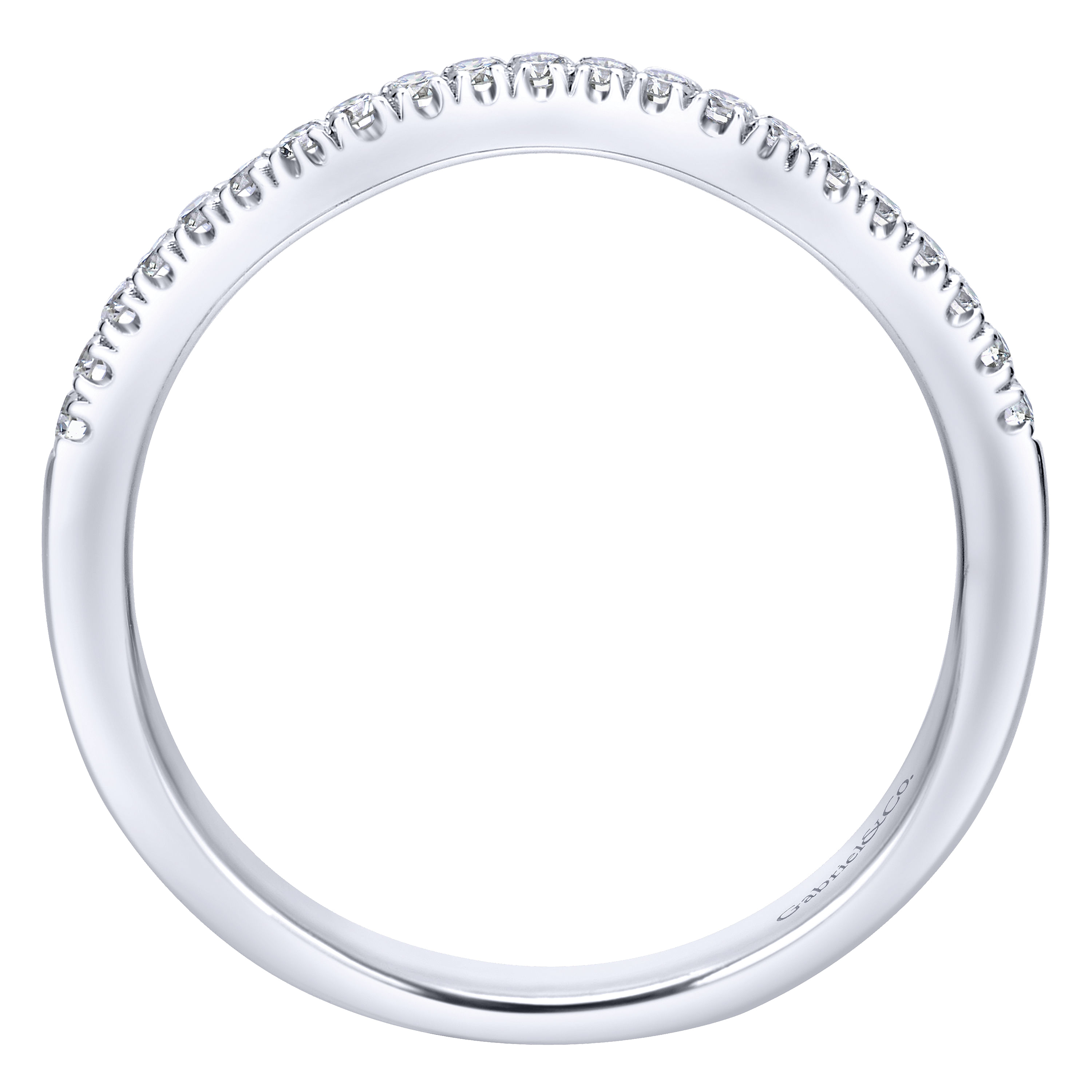 14k White Gold Diamond Curved Wedding Band angle 2 14k White Gold Diamond Curved Wedding Band angle 2