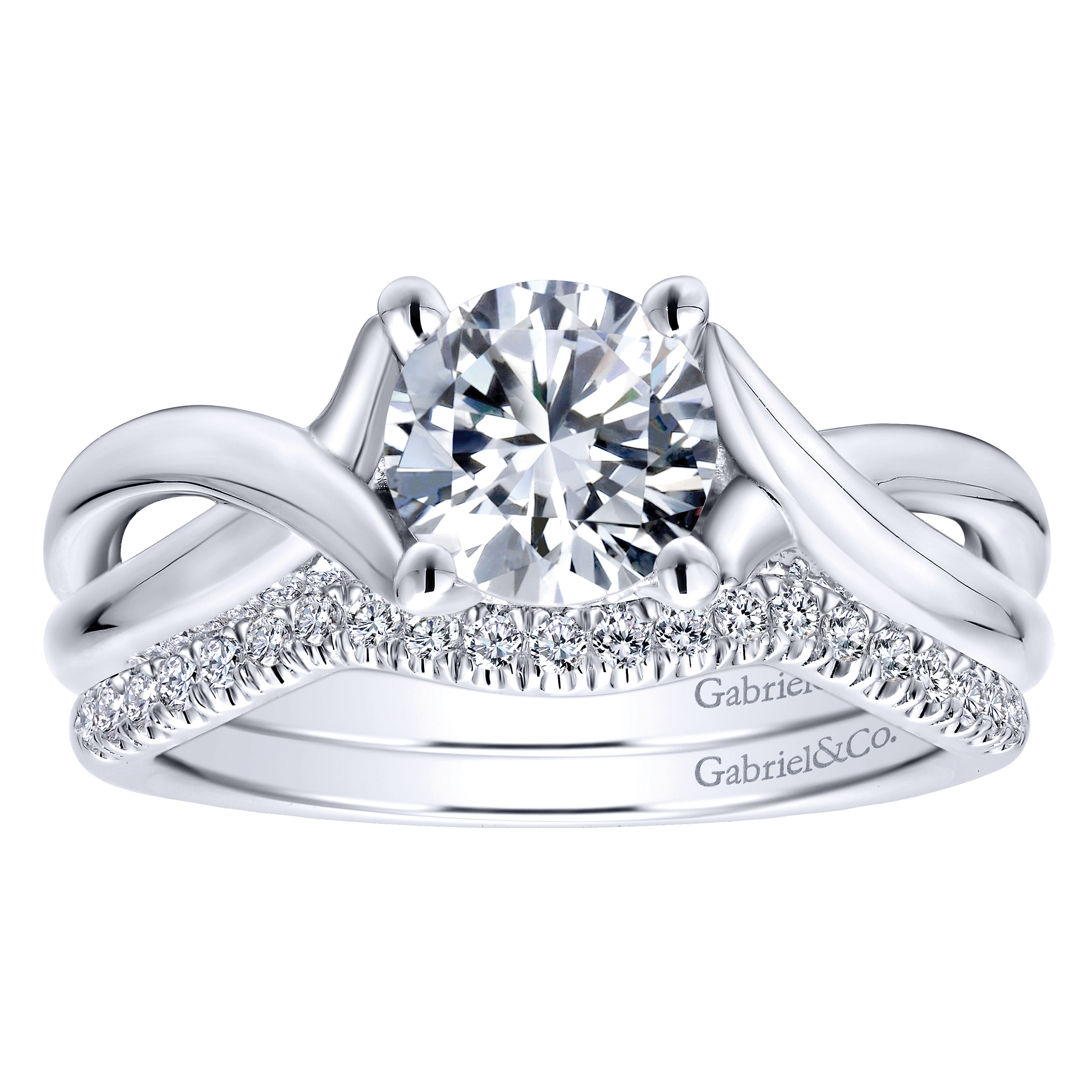14k White Gold Diamond Curved Wedding Band angle 4 14k White Gold Diamond Curved Wedding Band angle 4