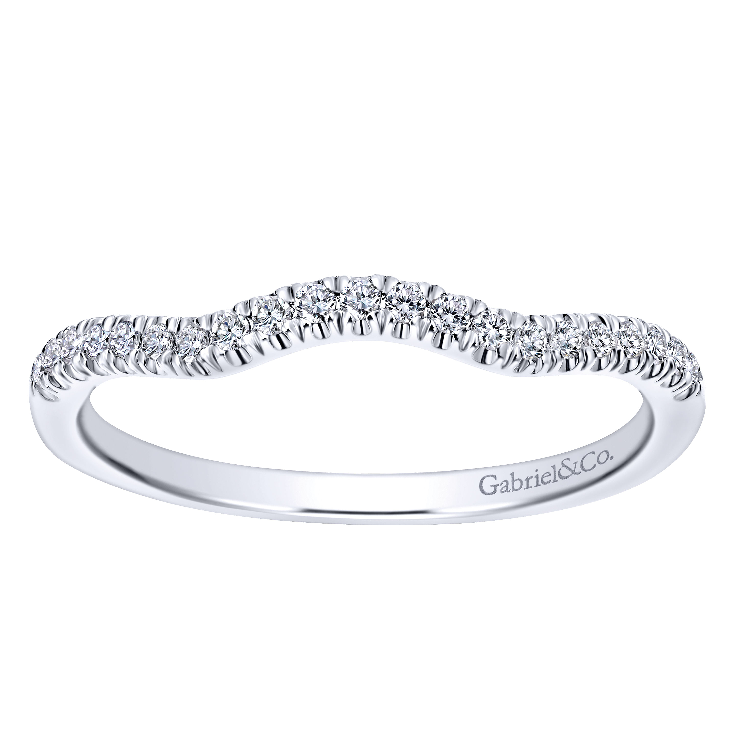 14k White Gold Diamond Curved Wedding Band angle 5 14k White Gold Diamond Curved Wedding Band angle 5