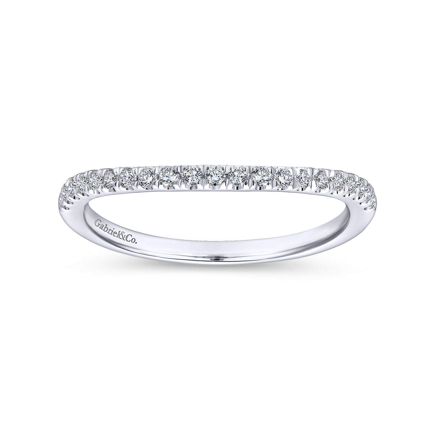 14k White Gold Diamond Curved Wedding Band angle 5 14k White Gold Diamond Curved Wedding Band angle 5