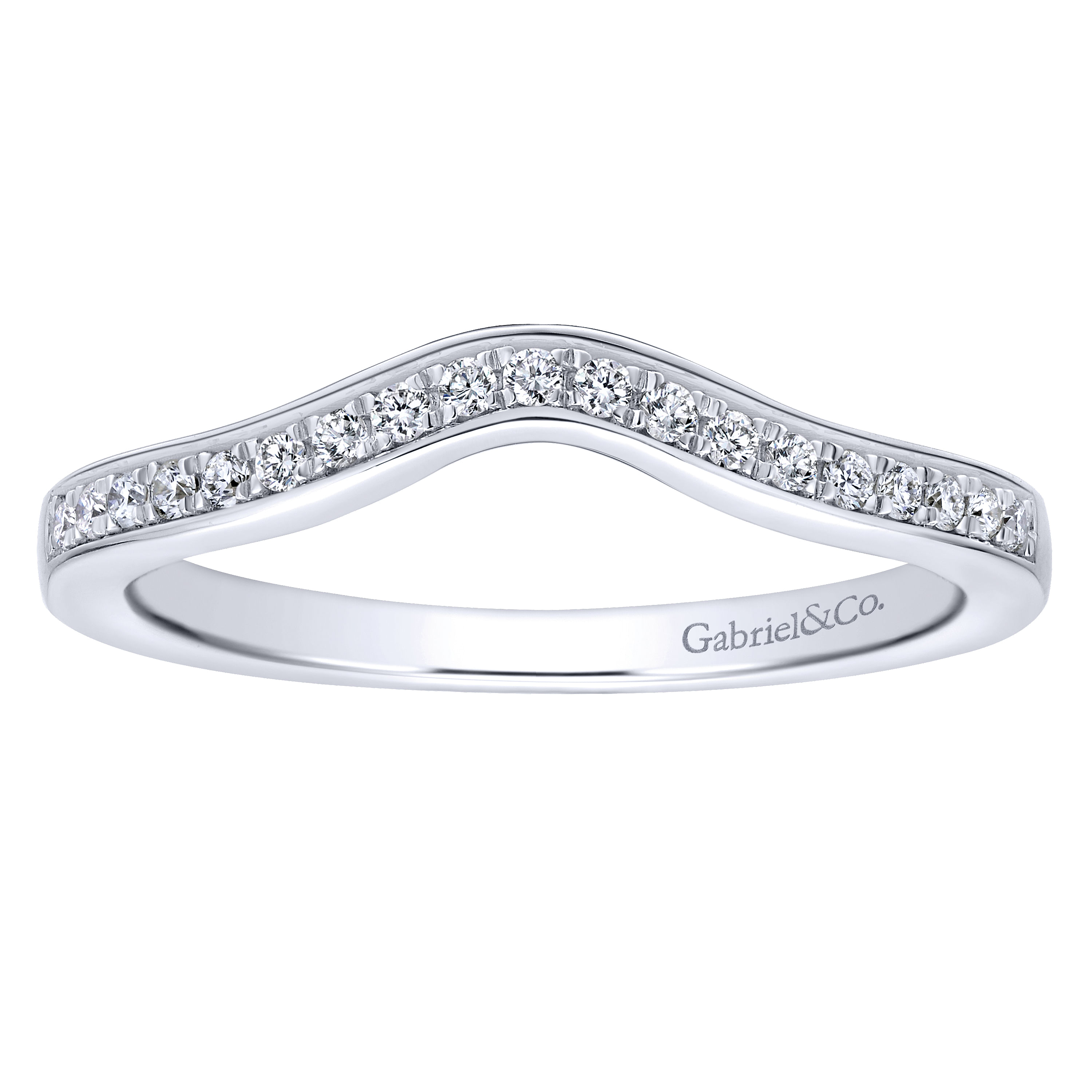 14k White Gold Diamond Curved Wedding Band angle 5 14k White Gold Diamond Curved Wedding Band angle 5