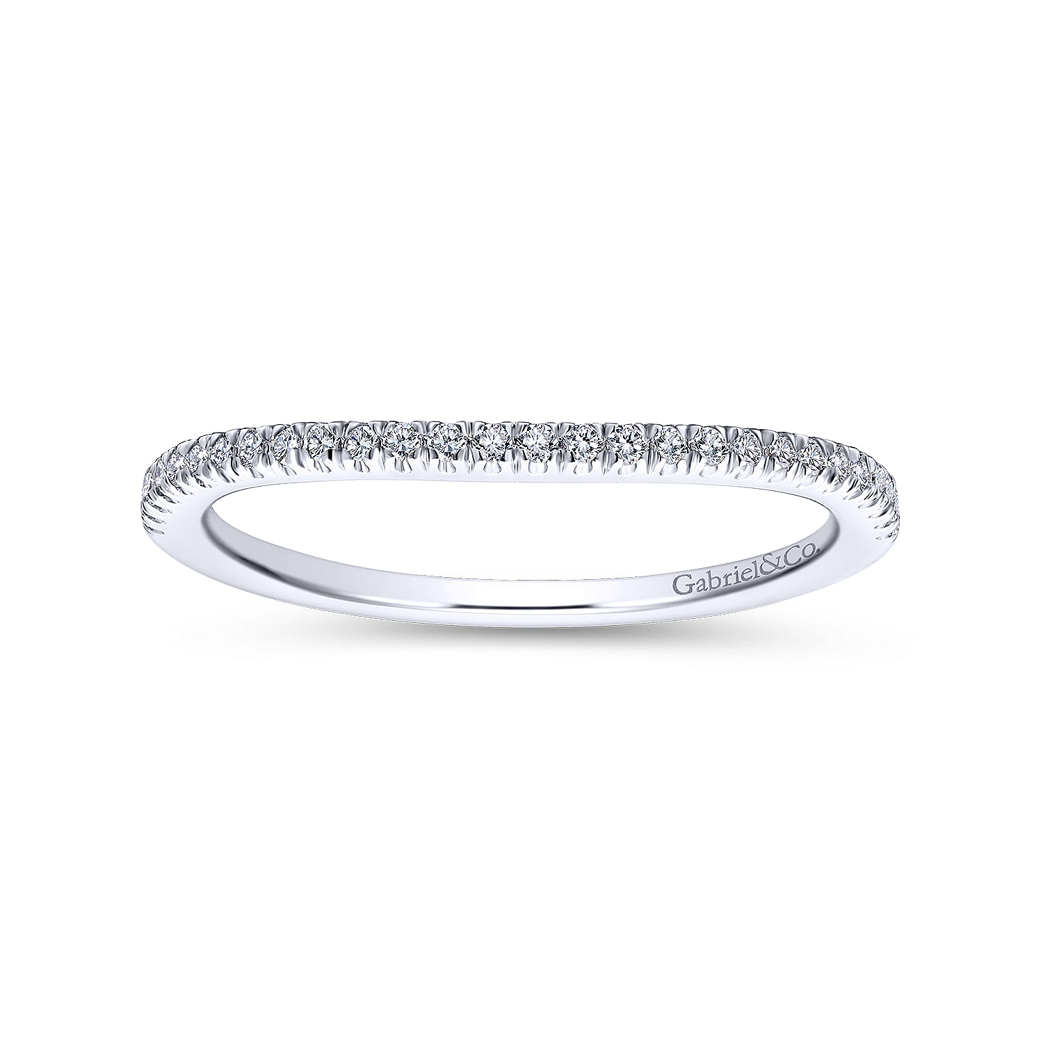 14k White Gold Diamond Curved Wedding Band angle 5 14k White Gold Diamond Curved Wedding Band angle 5