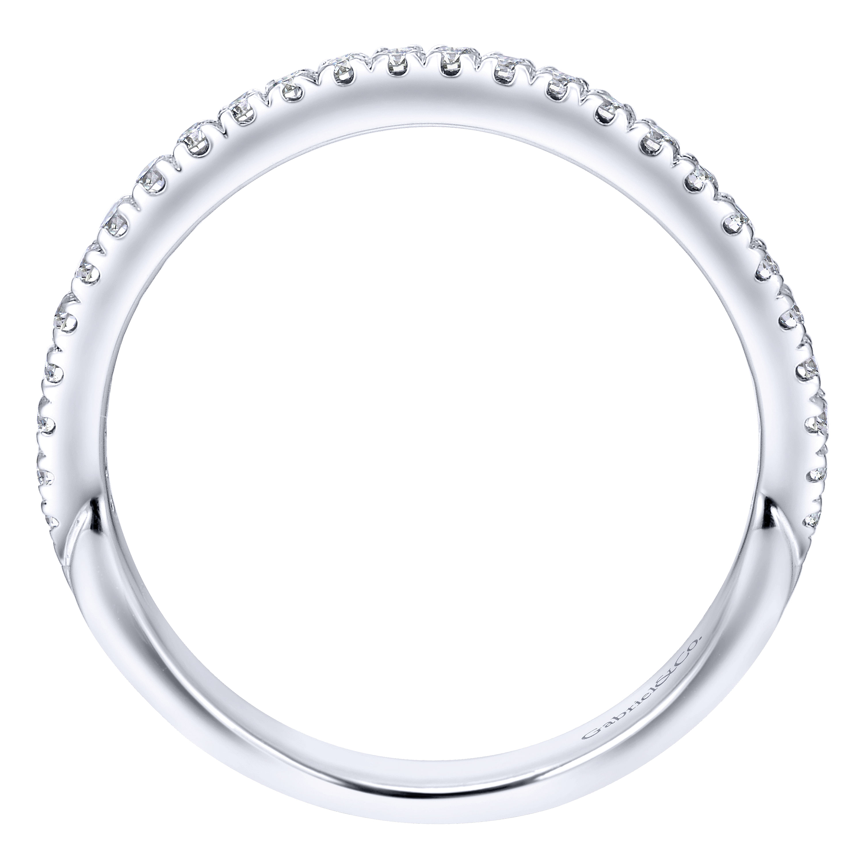 14k White Gold Diamond Curved Wedding Band angle 2 14k White Gold Diamond Curved Wedding Band angle 2