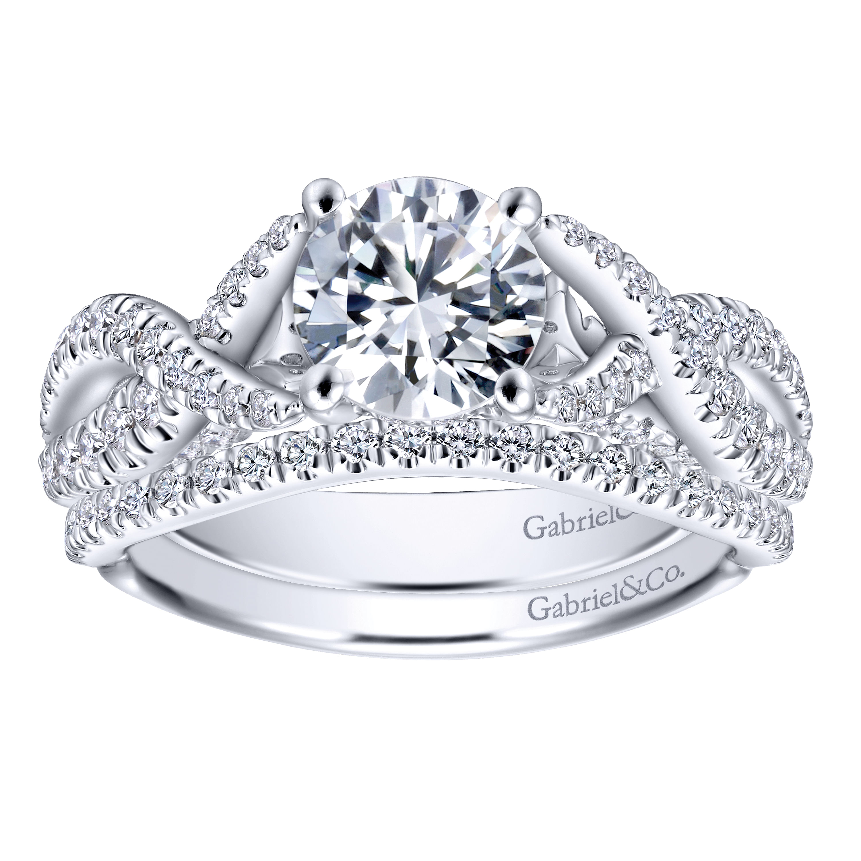 14k White Gold Diamond Curved Wedding Band angle 4 14k White Gold Diamond Curved Wedding Band angle 4
