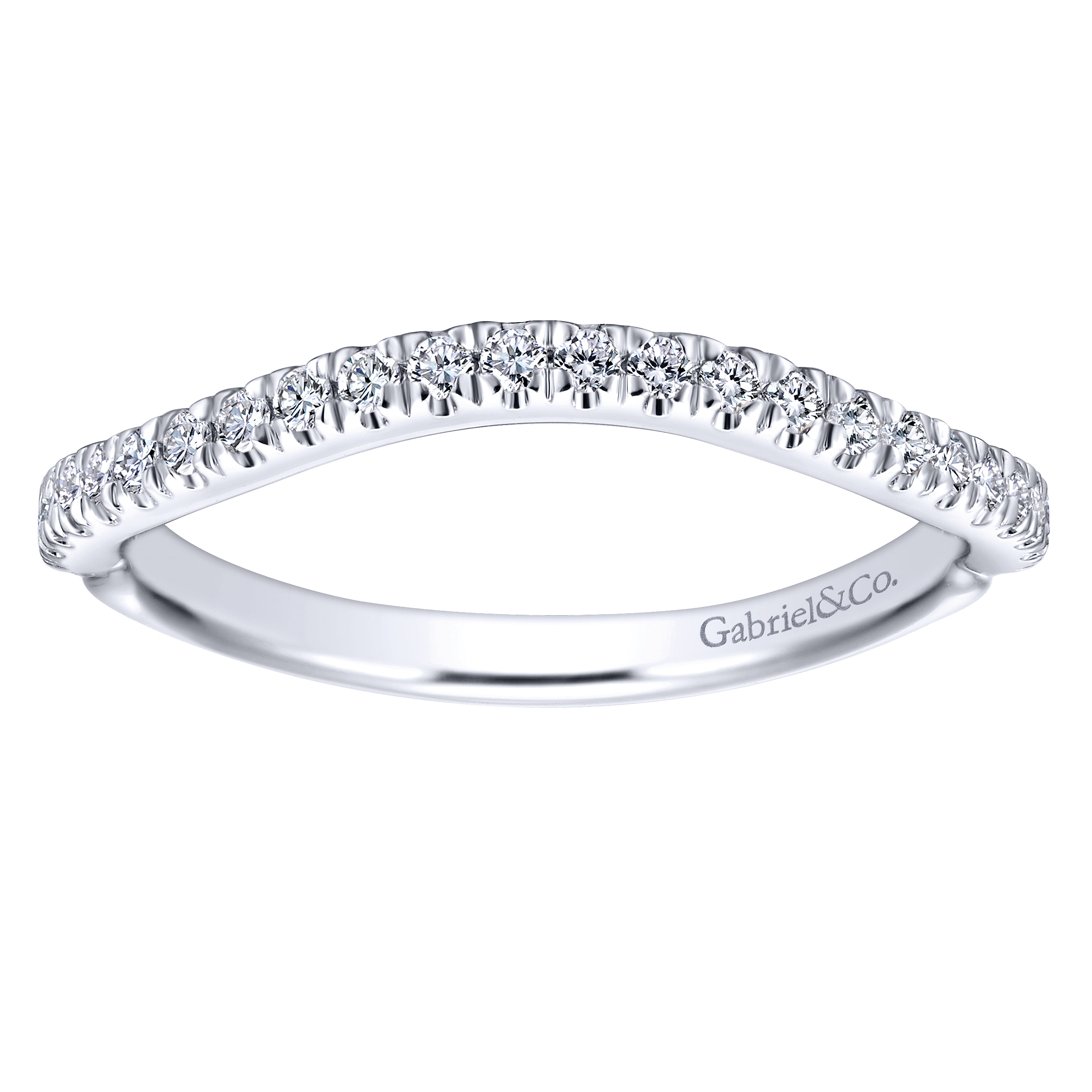 14k White Gold Diamond Curved Wedding Band angle 5 14k White Gold Diamond Curved Wedding Band angle 5
