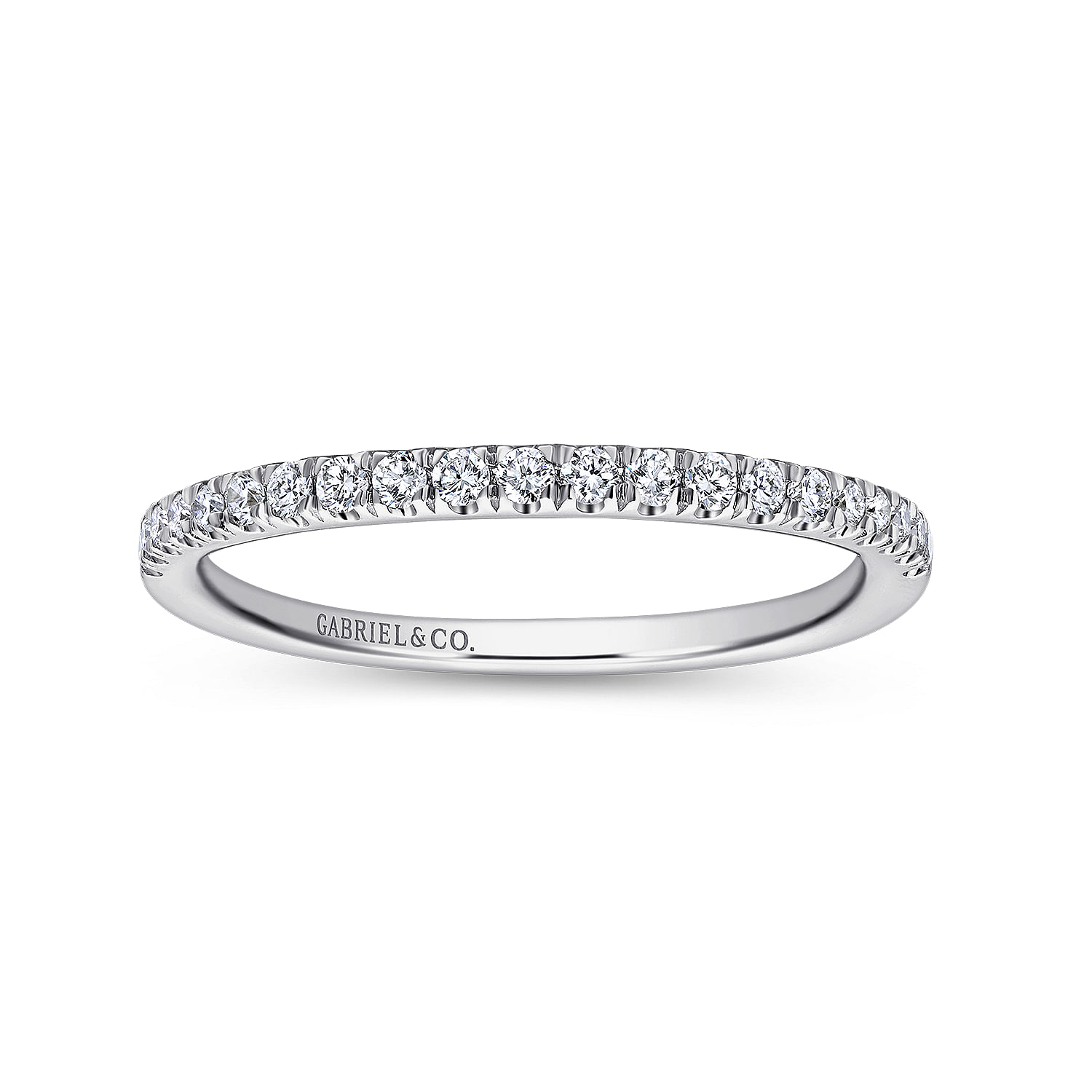 14k White Gold Diamond Curved Wedding Band angle 5 14k White Gold Diamond Curved Wedding Band angle 5