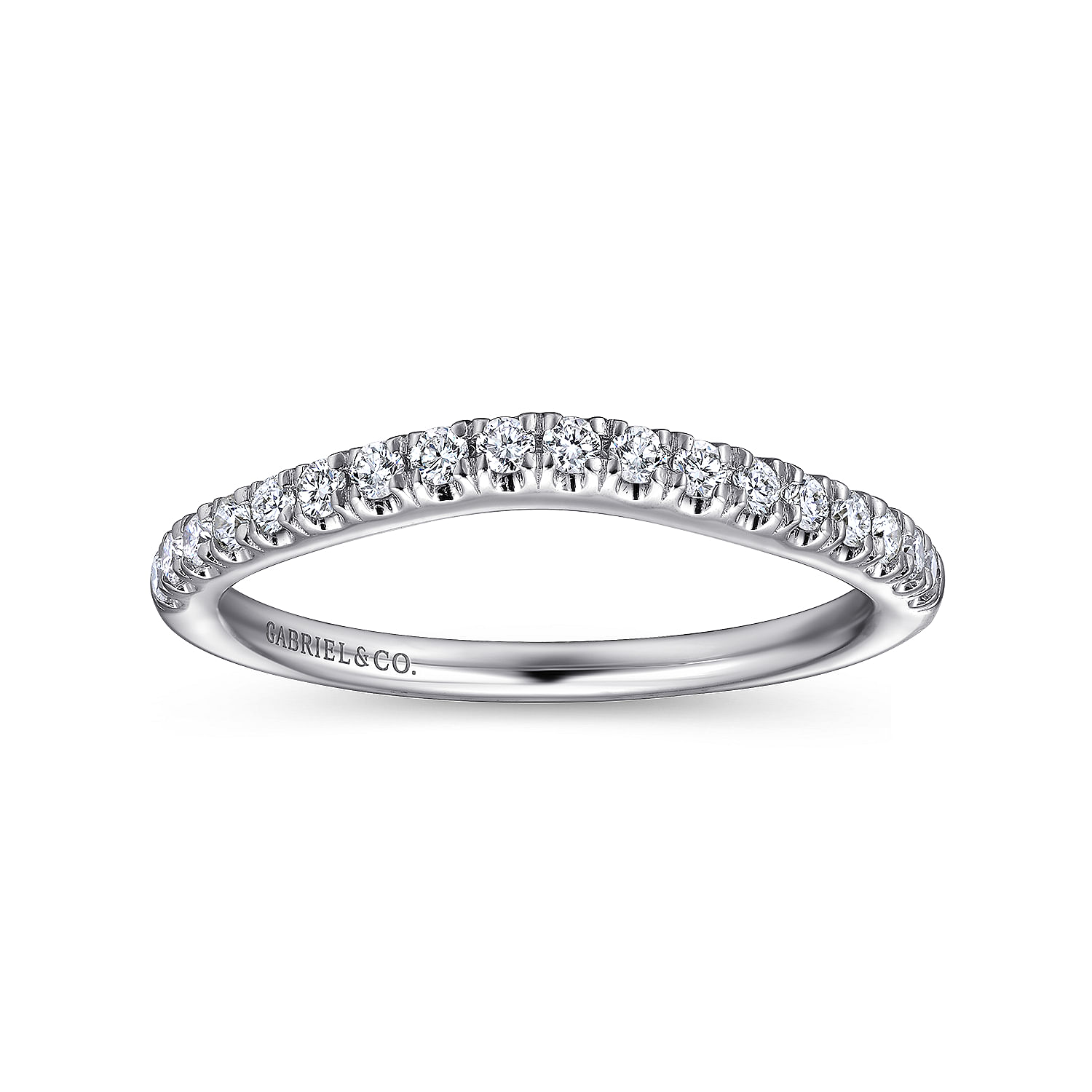 14k White Gold Diamond Curved Wedding Band angle 5 14k White Gold Diamond Curved Wedding Band angle 5