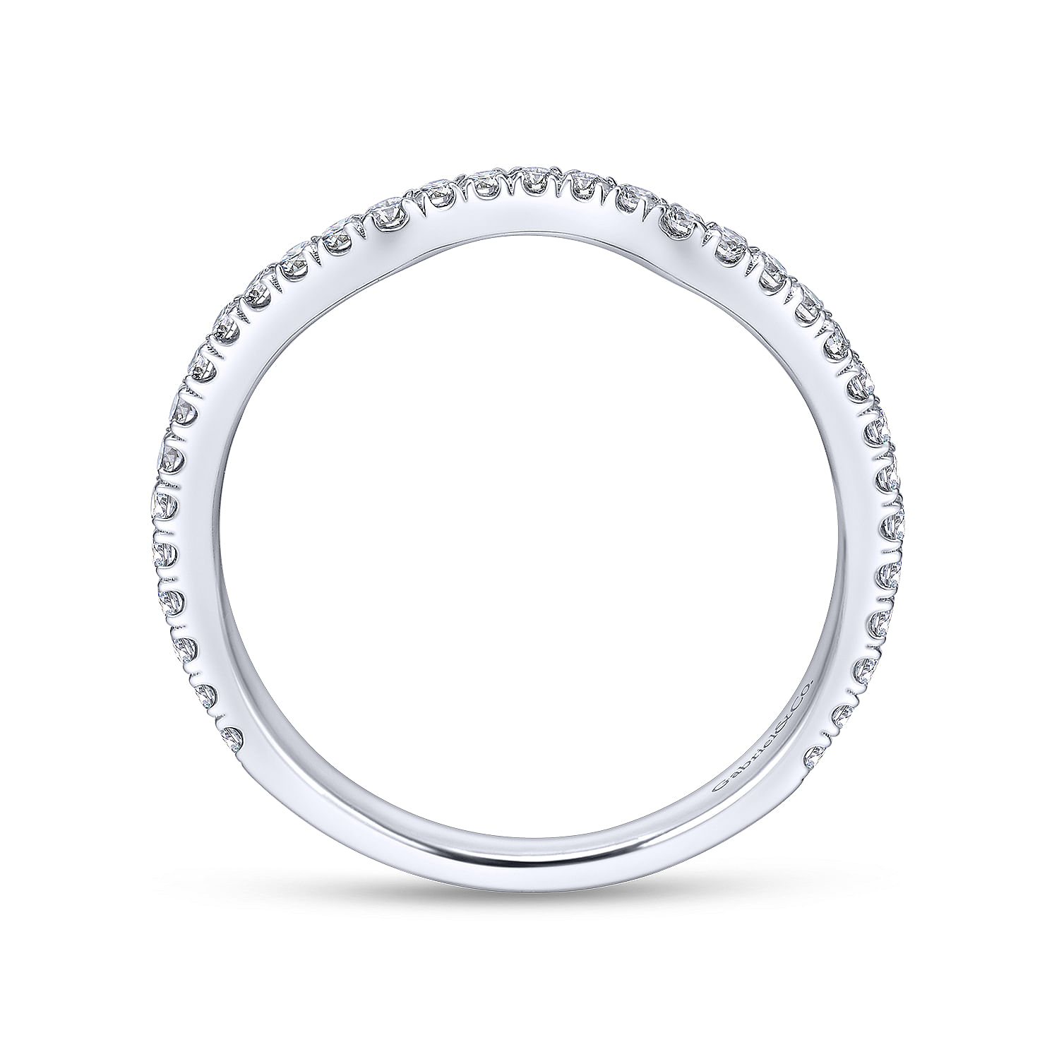 14k White Gold Diamond Curved Wedding Band angle 2 14k White Gold Diamond Curved Wedding Band angle 2