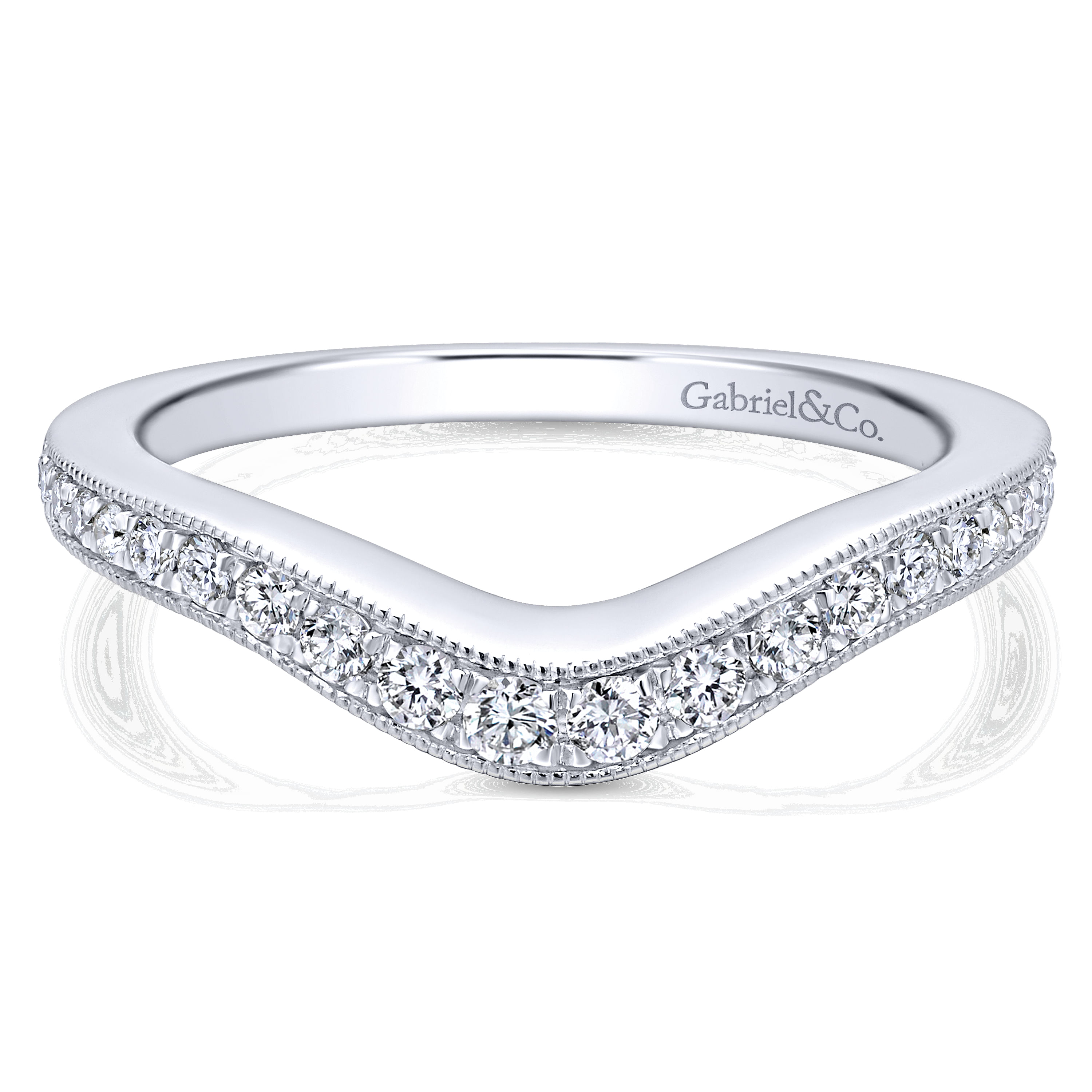14k White Gold Diamond Curved 14k White Gold Diamond Curved