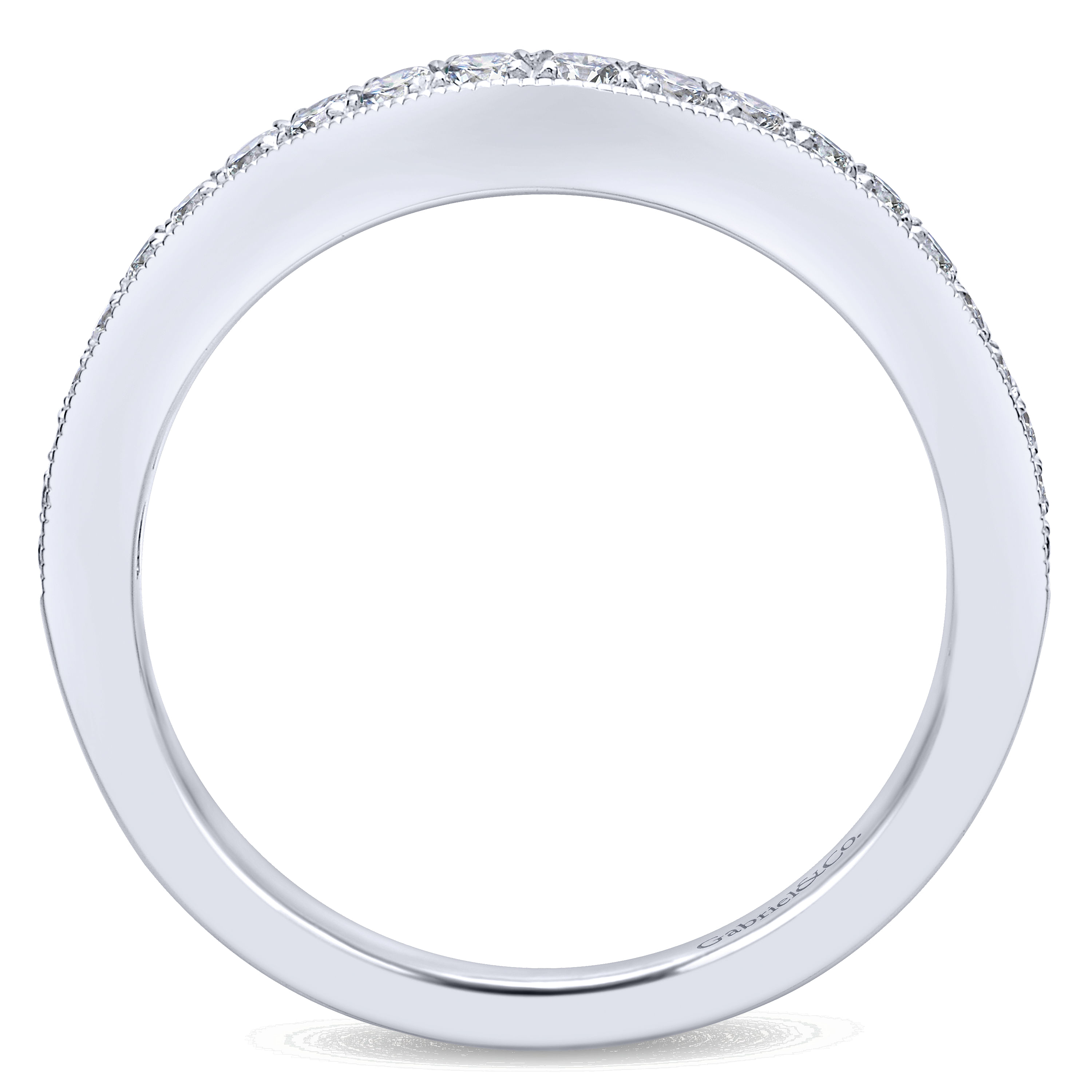14k White Gold Diamond Curved Wedding Band angle 2 14k White Gold Diamond Curved Wedding Band angle 2