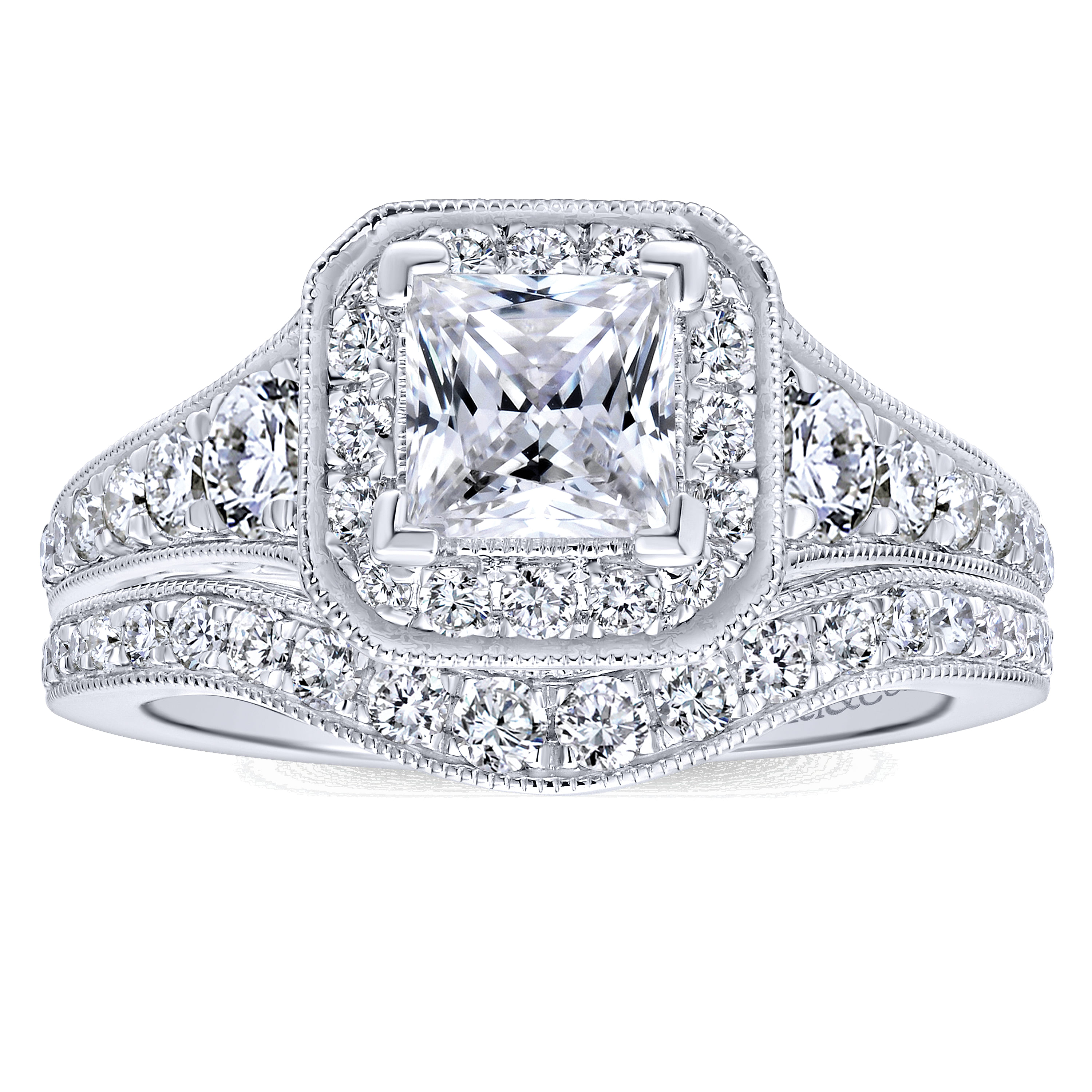 14k White Gold Diamond Curved Wedding Band angle 4 14k White Gold Diamond Curved Wedding Band angle 4