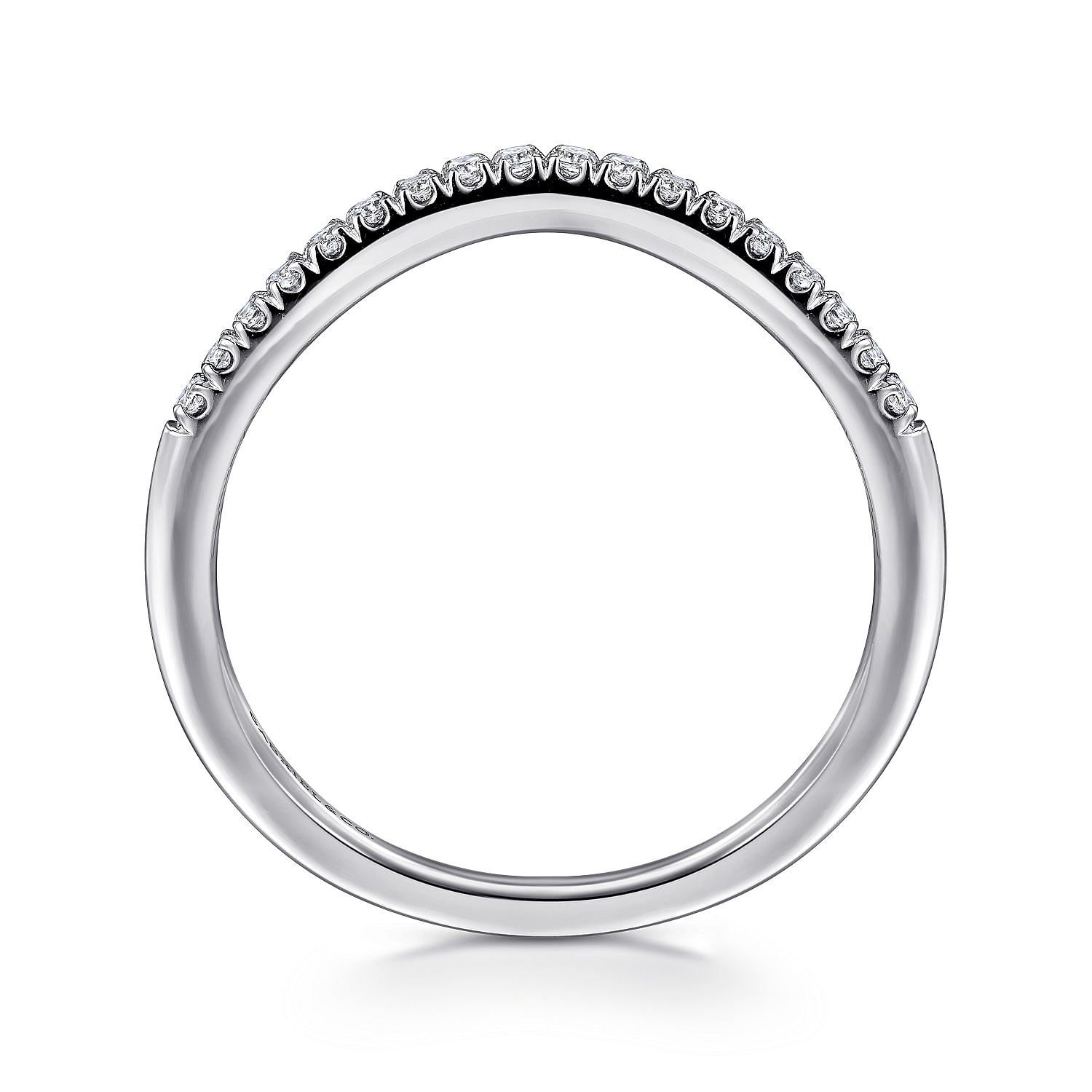 14k White Gold Diamond Curved Wedding Band angle 2 14k White Gold Diamond Curved Wedding Band angle 2