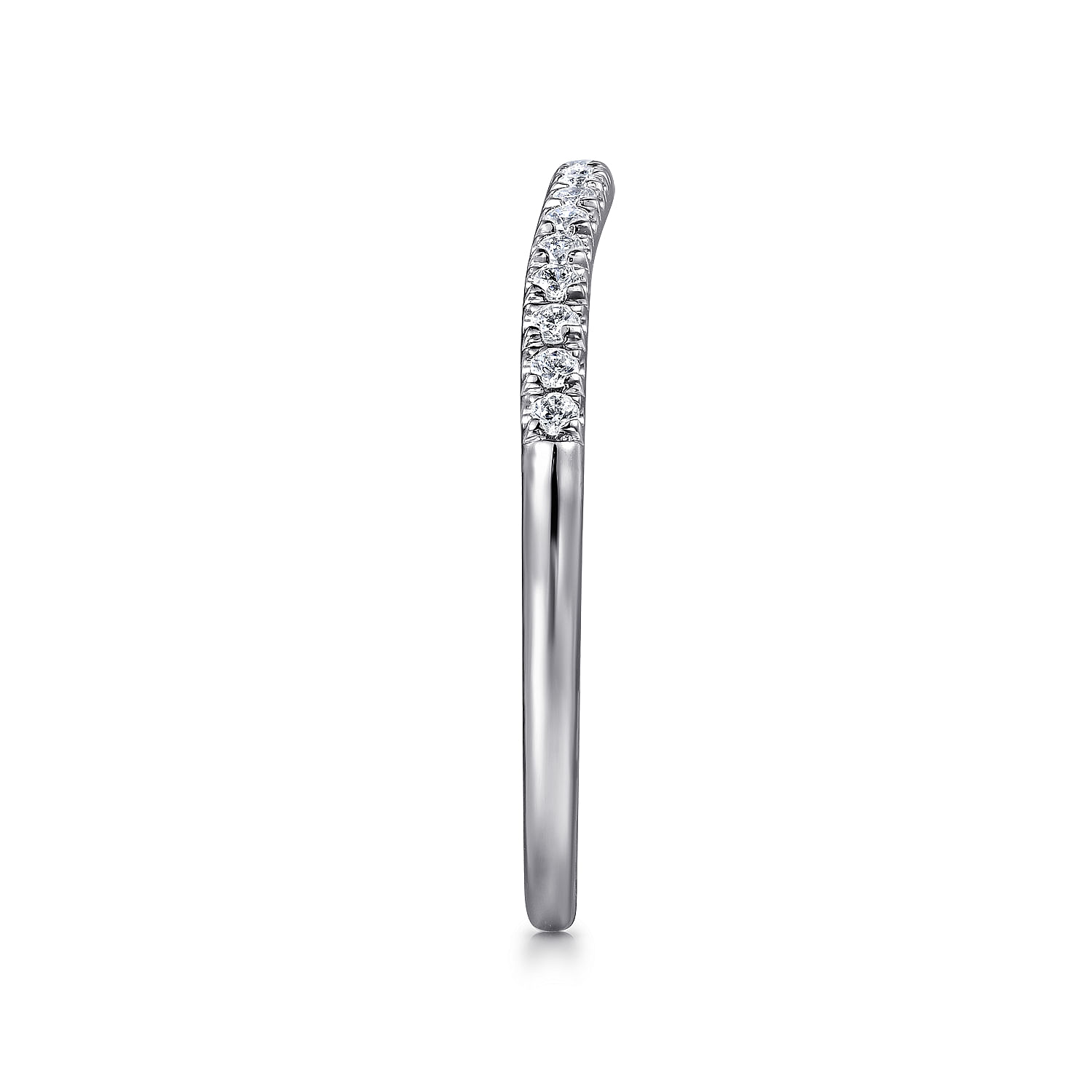 14k White Gold Diamond Curved Wedding Band angle 5 14k White Gold Diamond Curved Wedding Band angle 5