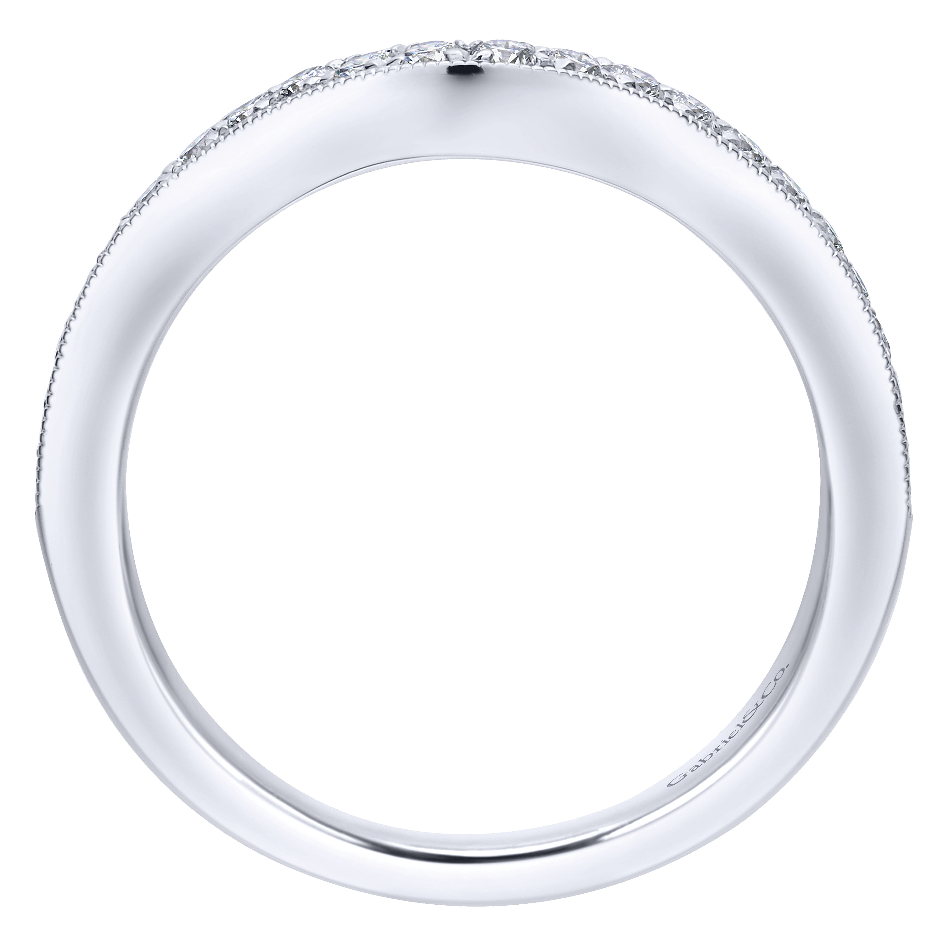 14k White Gold Diamond Curved Wedding Band angle 2 14k White Gold Diamond Curved Wedding Band angle 2