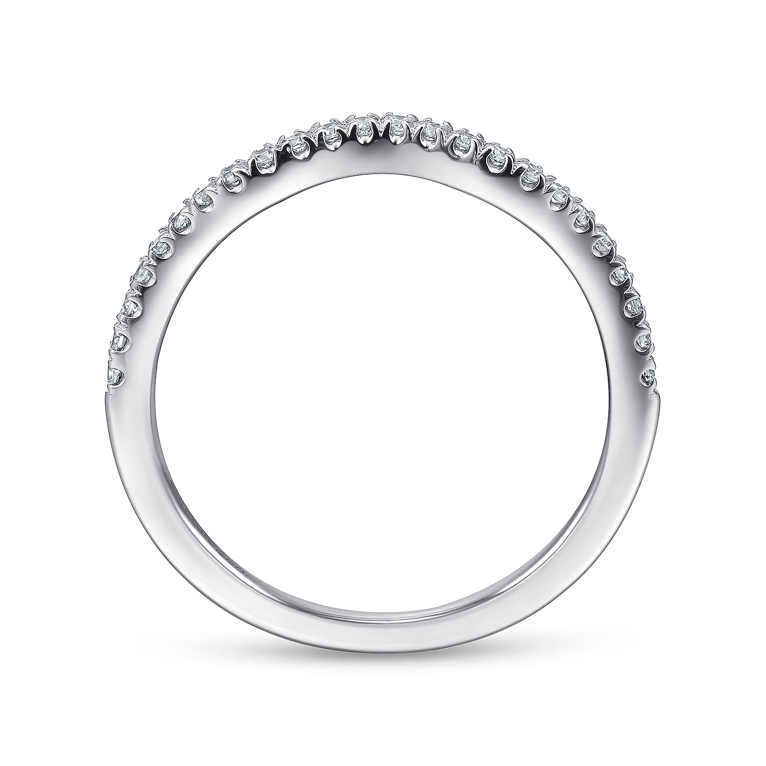 14k White Gold Diamond Curved Wedding Band angle 2 14k White Gold Diamond Curved Wedding Band angle 2