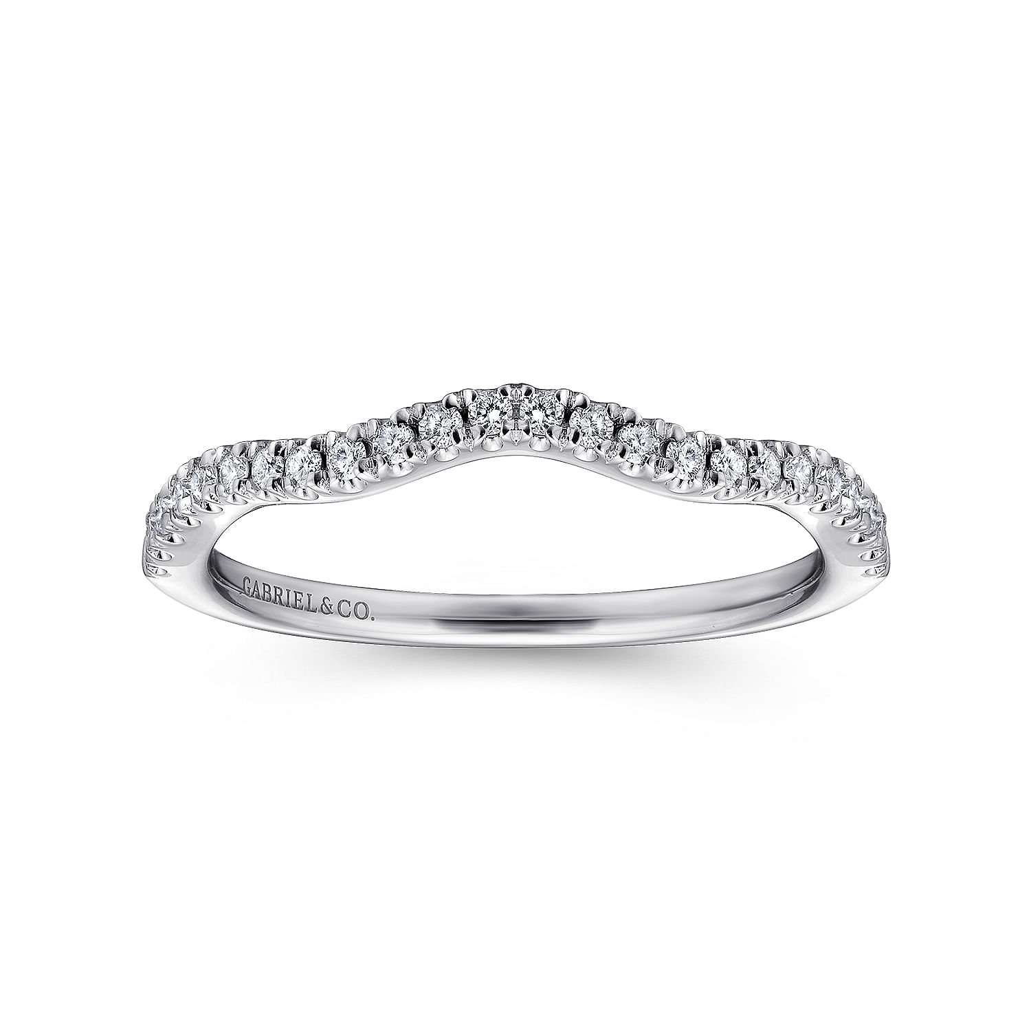 14k White Gold Diamond Curved Wedding Band angle 5 14k White Gold Diamond Curved Wedding Band angle 5
