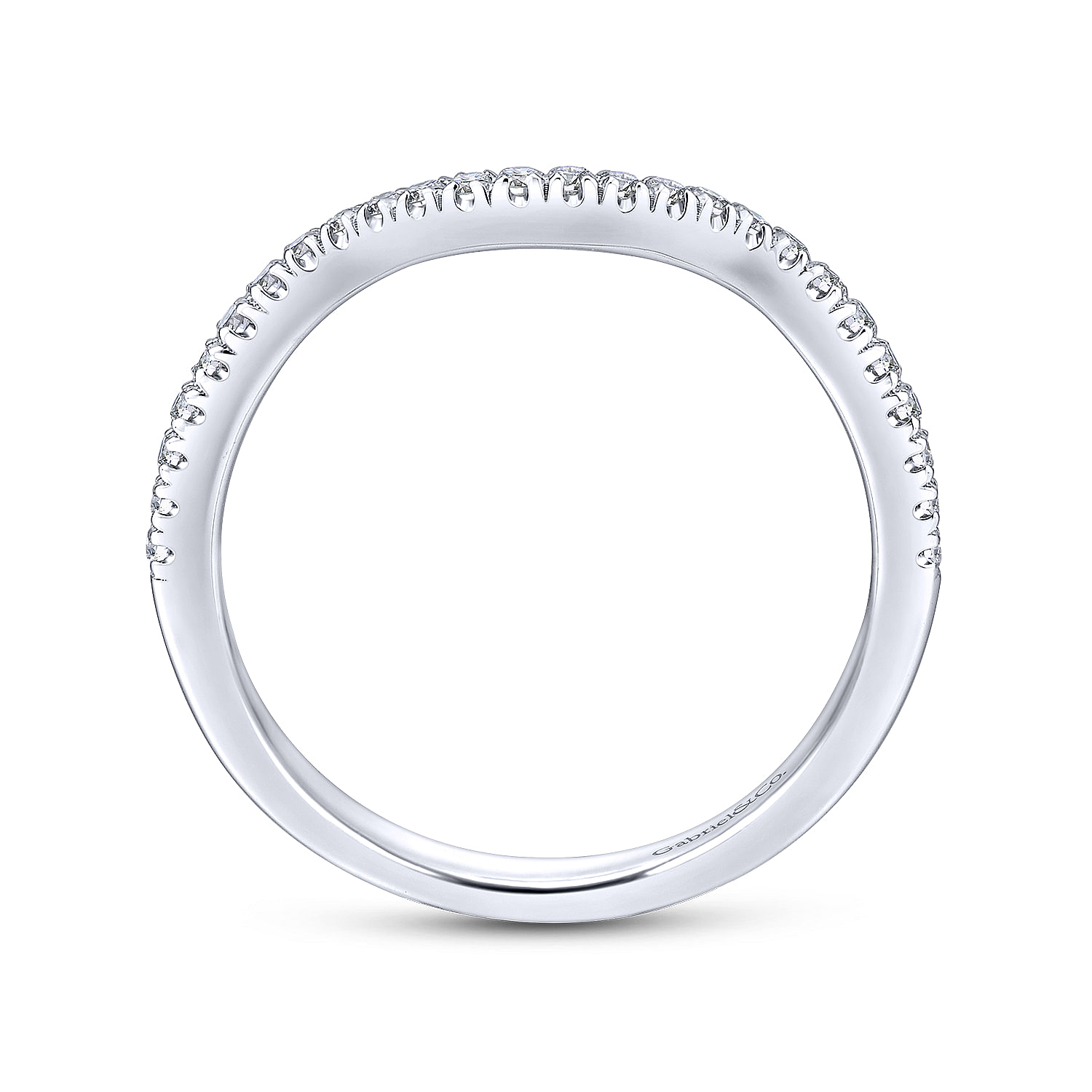 14k White Gold Diamond Curved Wedding Band angle 2 14k White Gold Diamond Curved Wedding Band angle 2