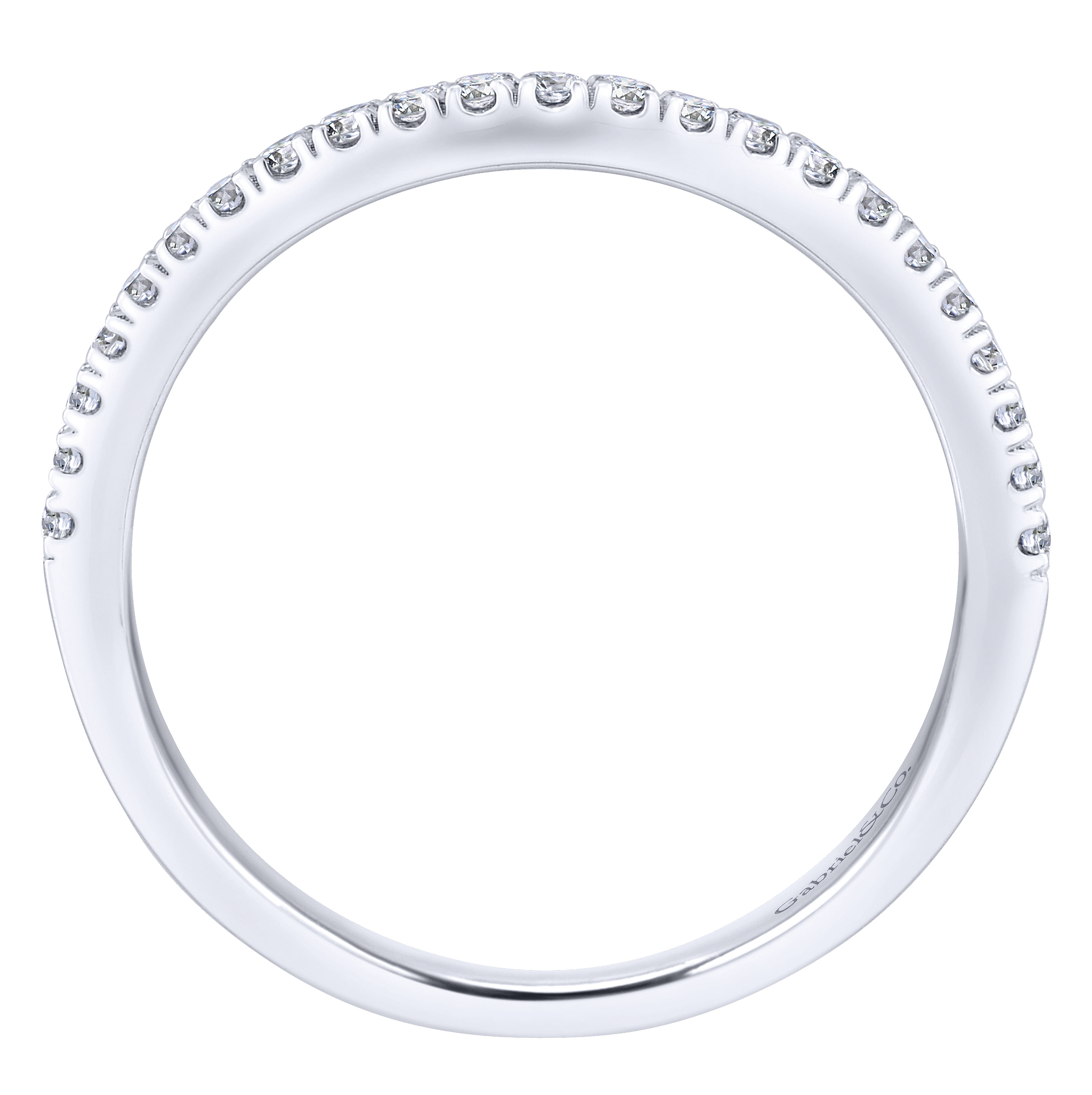 14k White Gold Diamond Curved Wedding Band angle 2 14k White Gold Diamond Curved Wedding Band angle 2