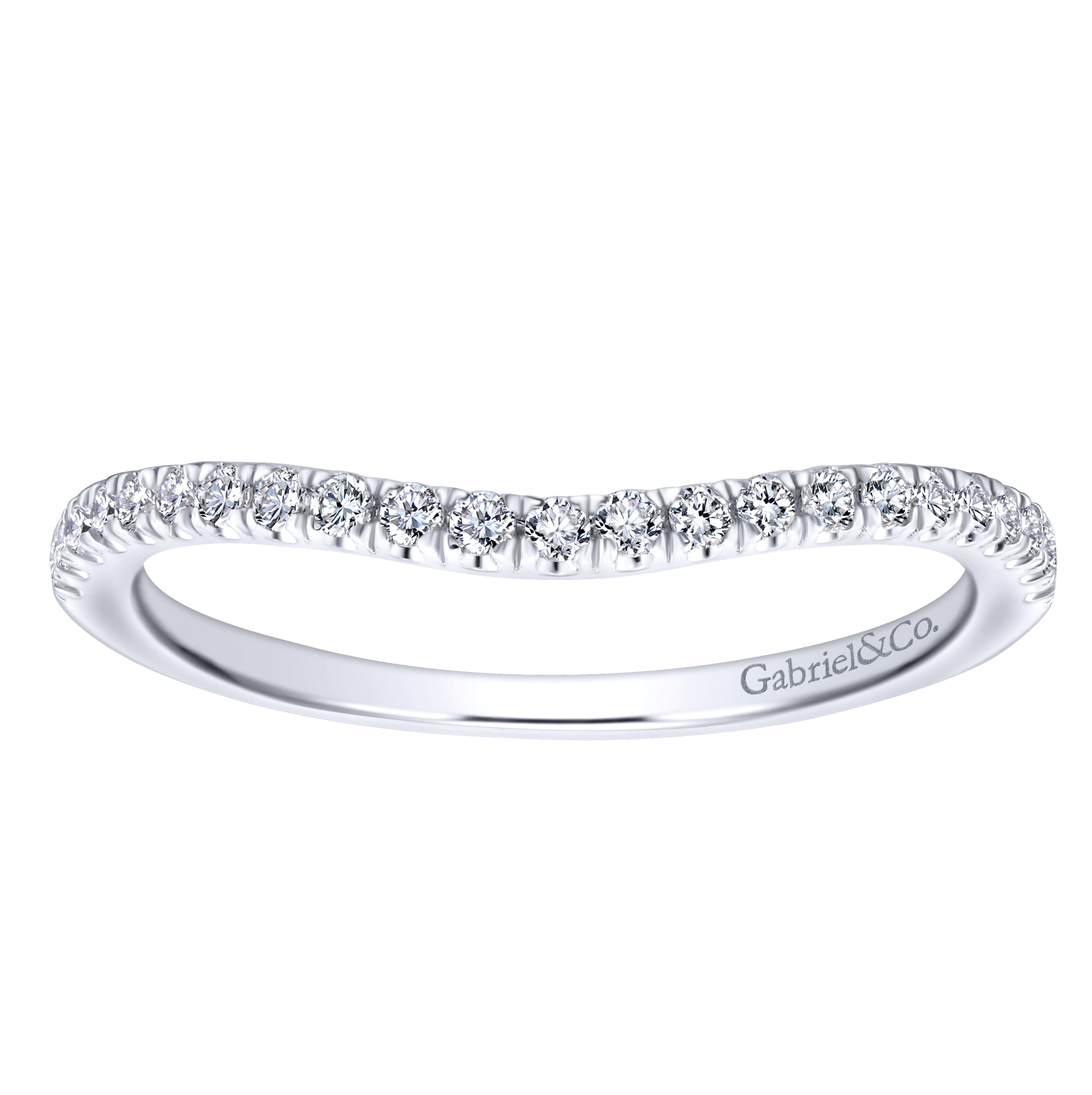 14k White Gold Diamond Curved Wedding Band angle 5 14k White Gold Diamond Curved Wedding Band angle 5