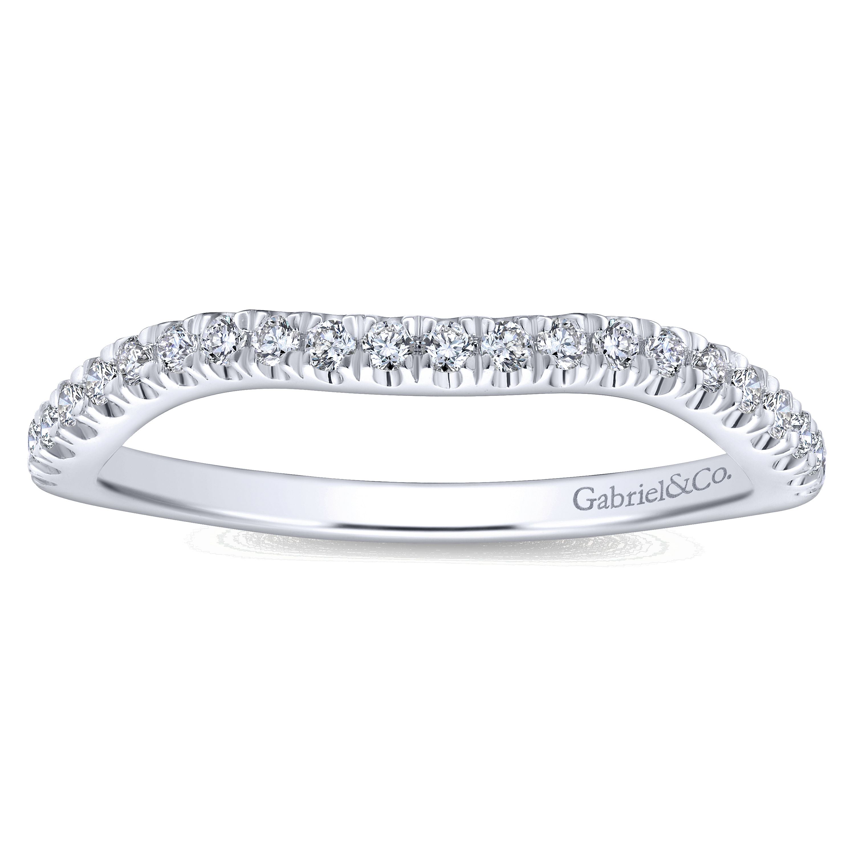 14k White Gold Diamond Curved Wedding Band angle 5 14k White Gold Diamond Curved Wedding Band angle 5