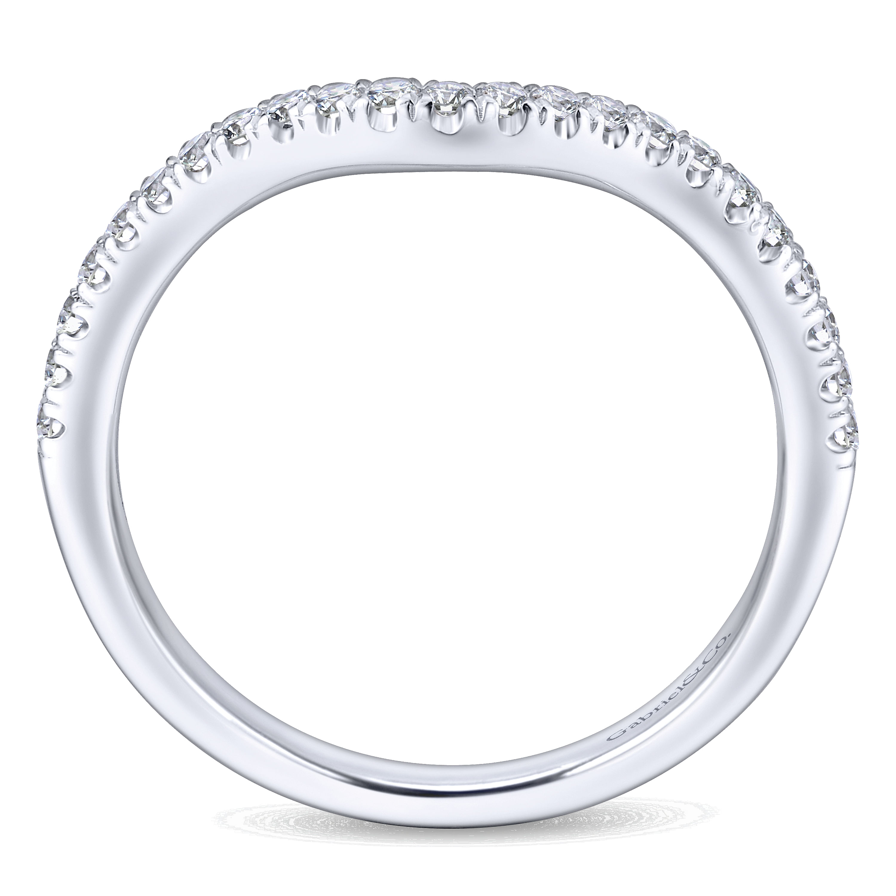 14k White Gold Diamond Curved Wedding Band angle 2 14k White Gold Diamond Curved Wedding Band angle 2