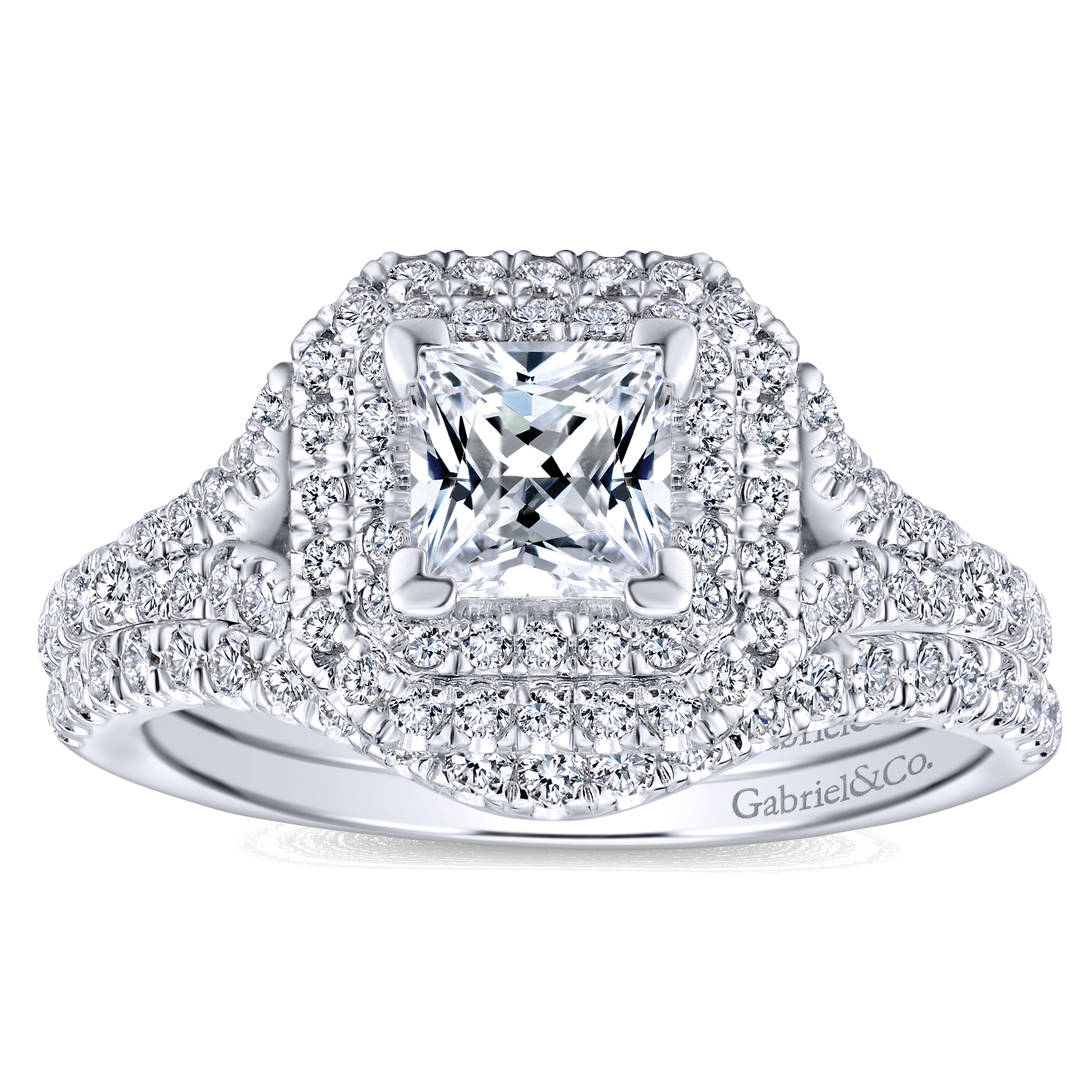 14k White Gold Diamond Curved Wedding Band angle 4 14k White Gold Diamond Curved Wedding Band angle 4