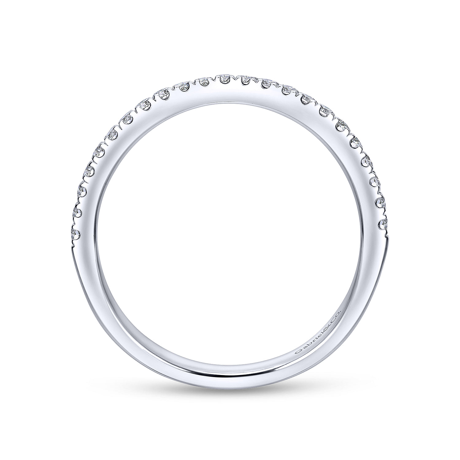 14k White Gold Diamond Curved Wedding Band angle 2 14k White Gold Diamond Curved Wedding Band angle 2