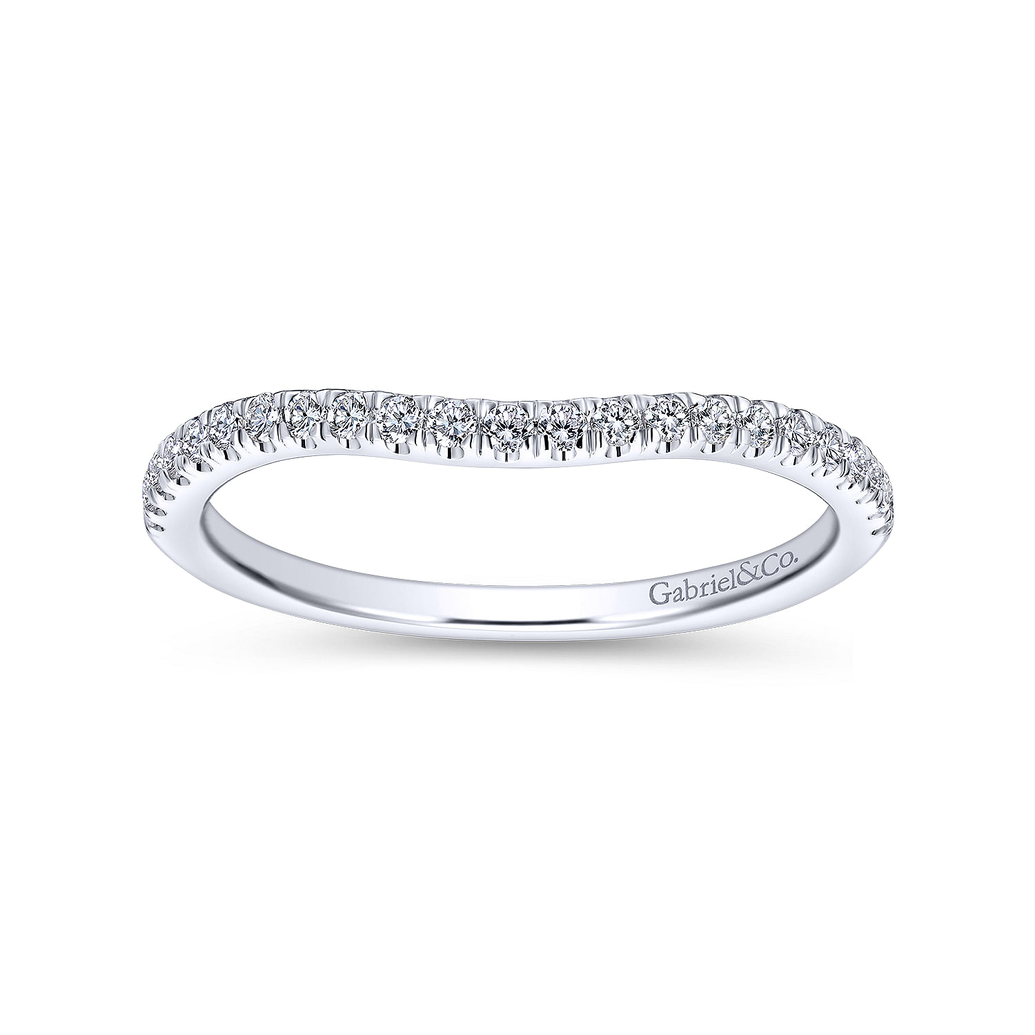 14k White Gold Diamond Curved Wedding Band angle 5 14k White Gold Diamond Curved Wedding Band angle 5