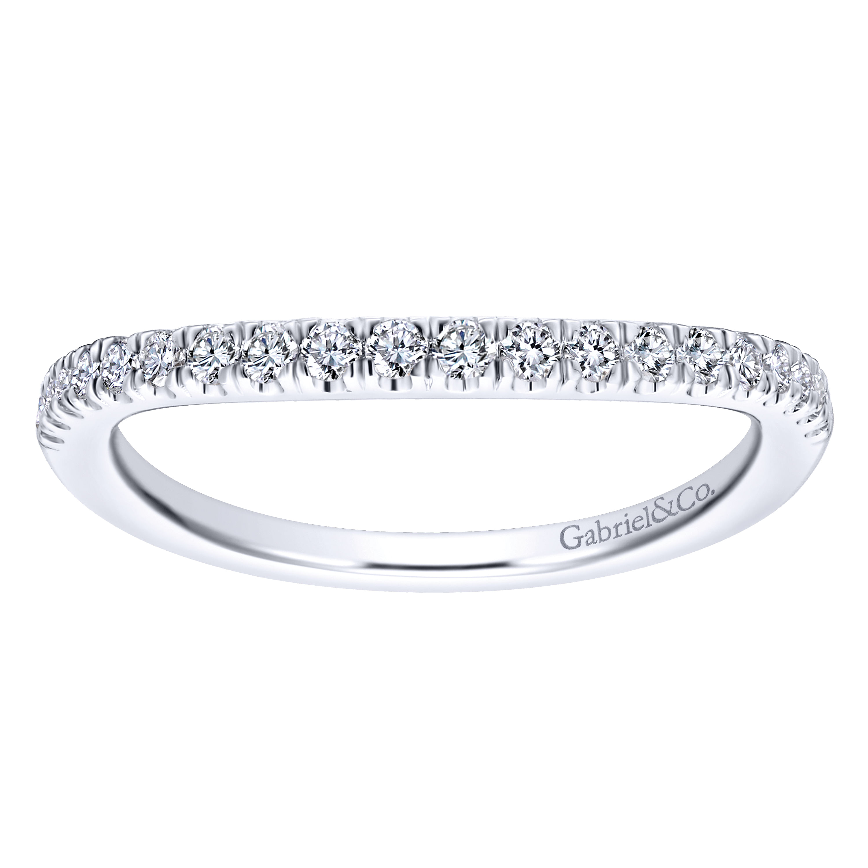 14k White Gold Diamond Curved Wedding Band angle 5 14k White Gold Diamond Curved Wedding Band angle 5