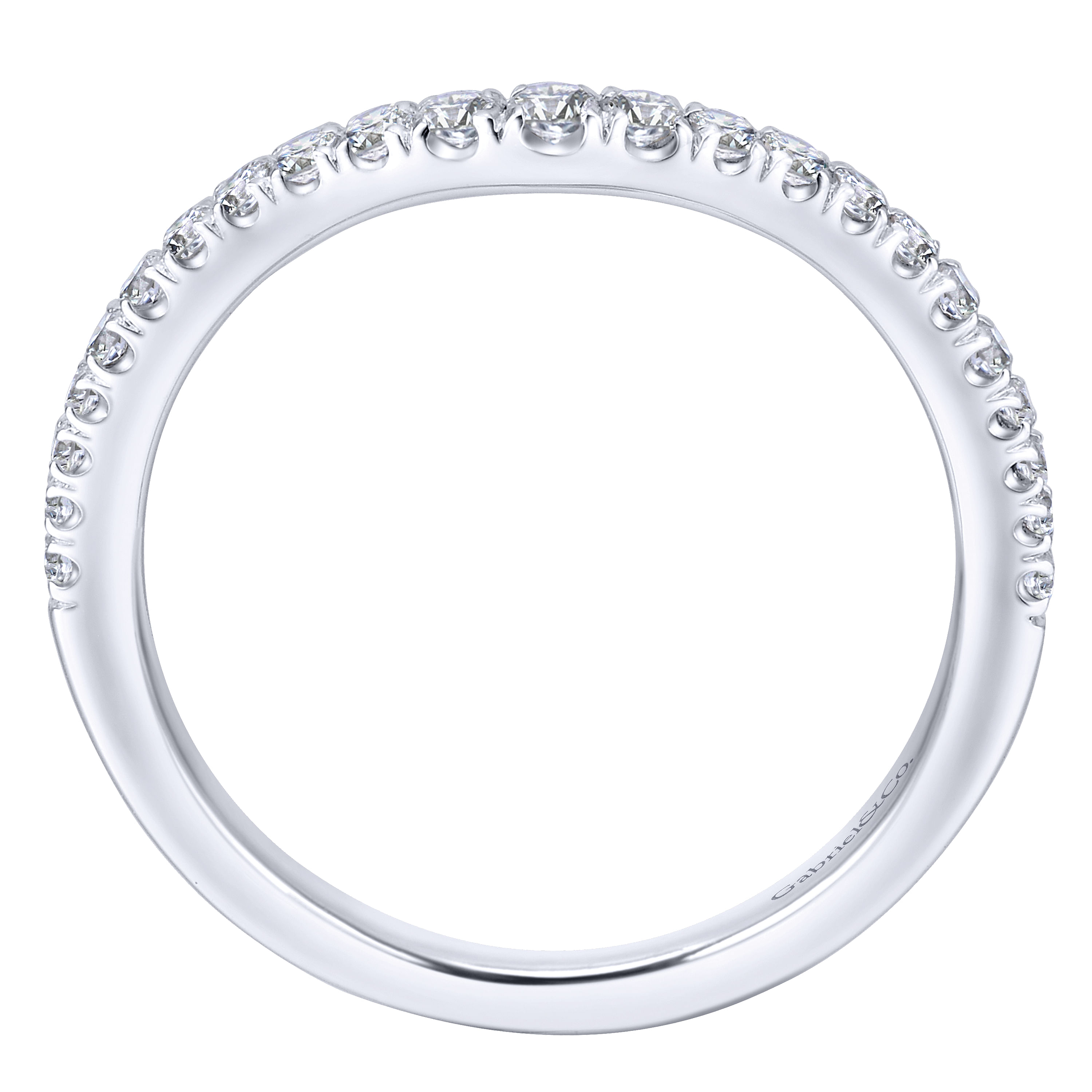 14k White Gold Diamond Curved Wedding Band angle 2 14k White Gold Diamond Curved Wedding Band angle 2