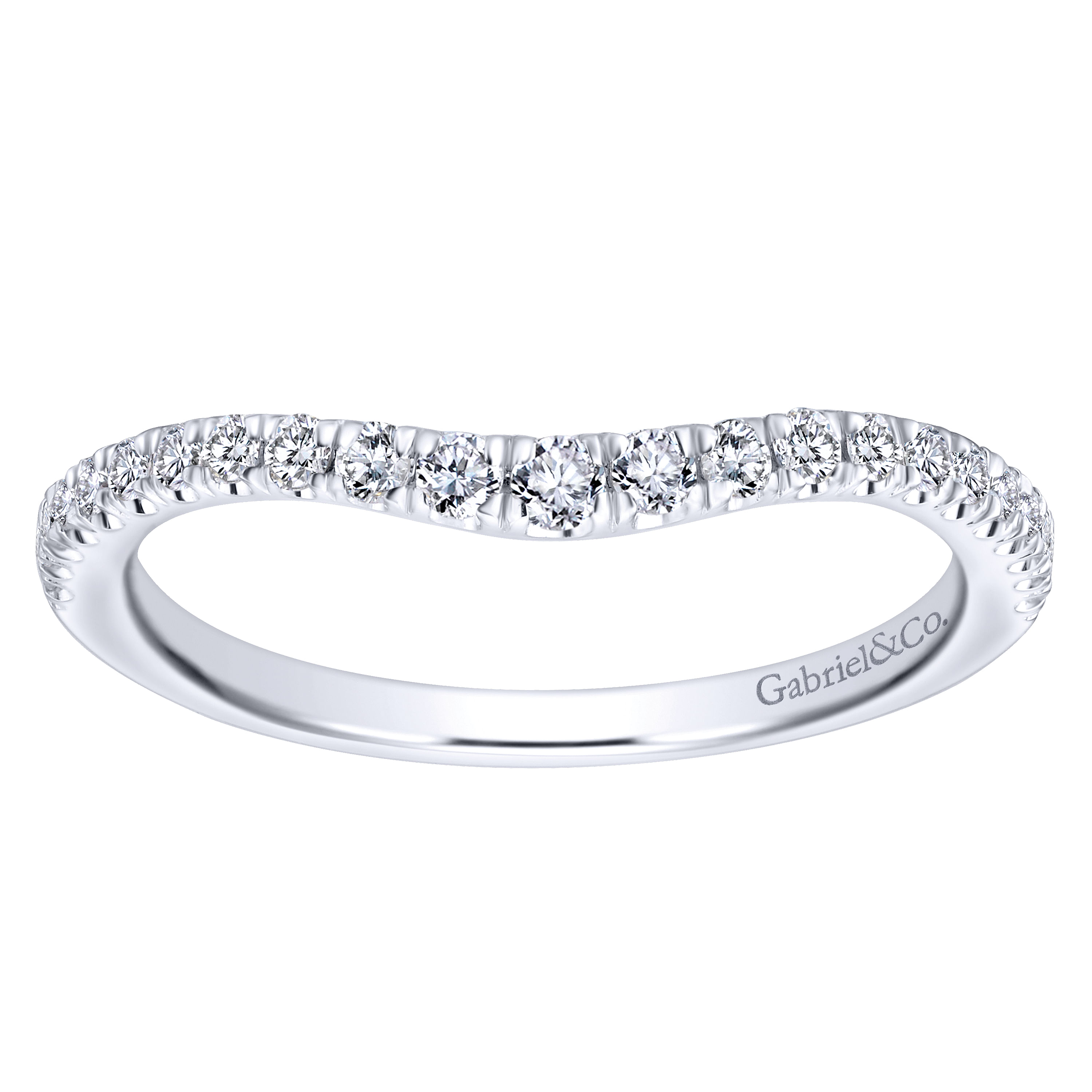 14k White Gold Diamond Curved Wedding Band angle 5 14k White Gold Diamond Curved Wedding Band angle 5