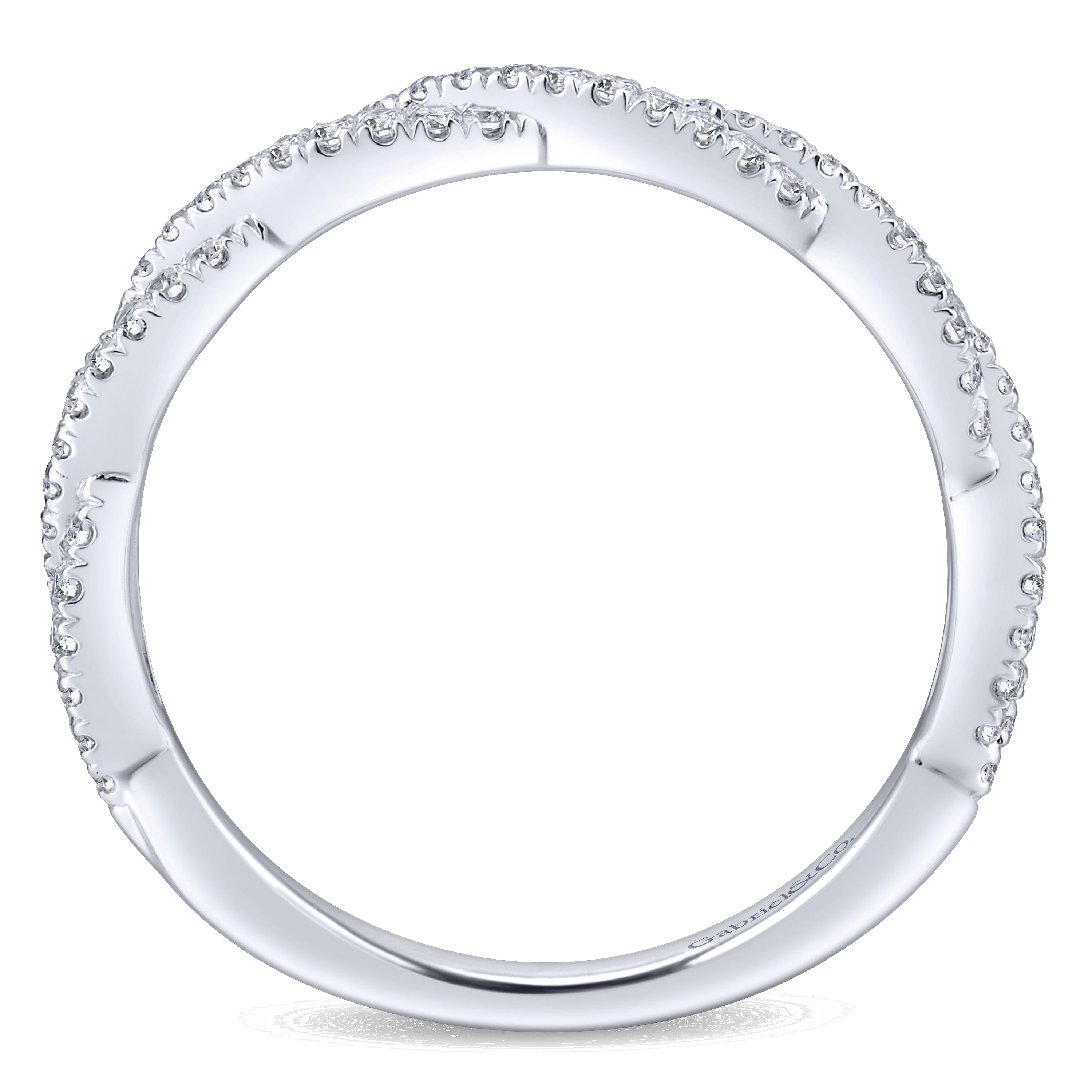 14k White Gold Diamond Curved Wedding Band angle 2 14k White Gold Diamond Curved Wedding Band angle 2