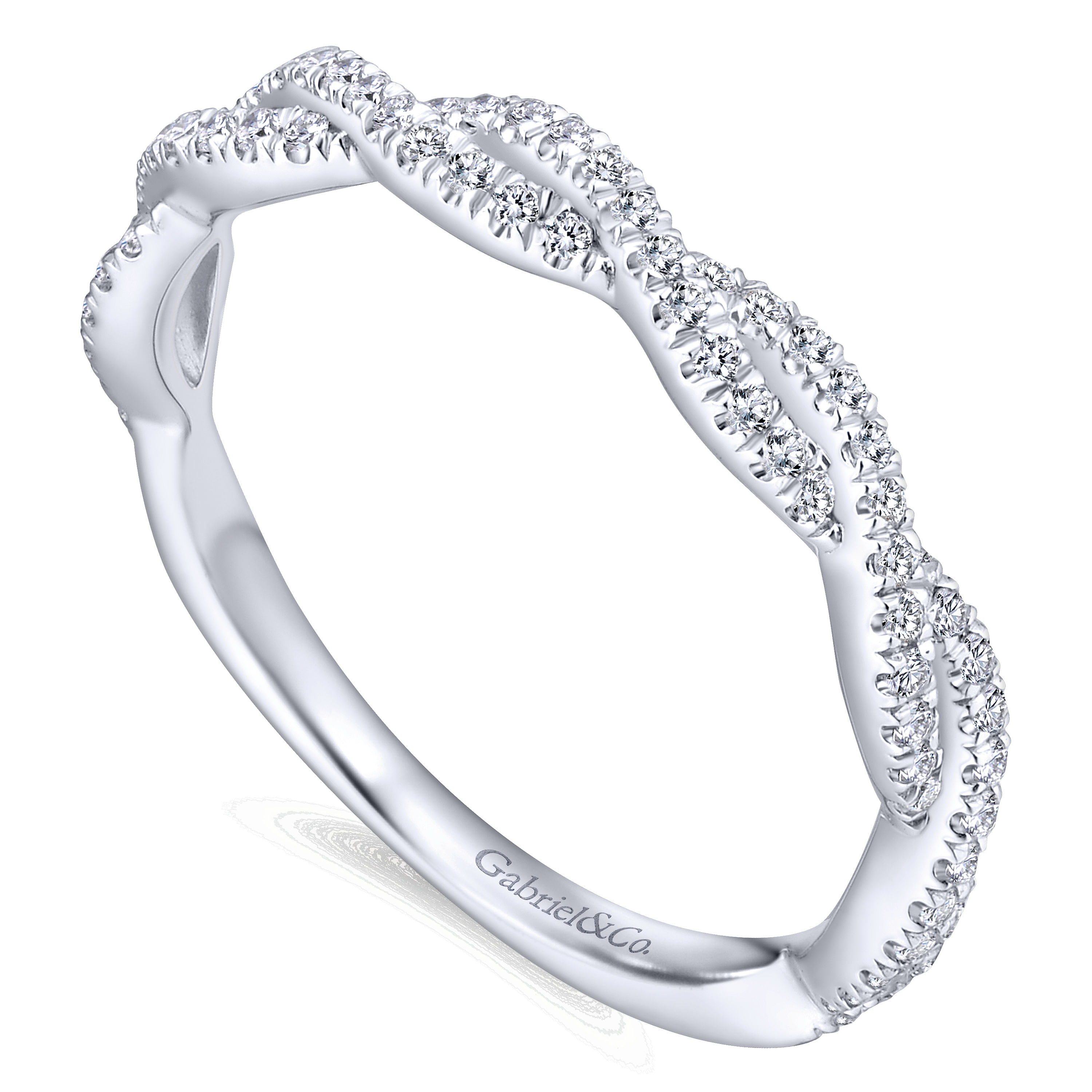 14k White Gold Diamond Curved Wedding Band angle 3 14k White Gold Diamond Curved Wedding Band angle 3