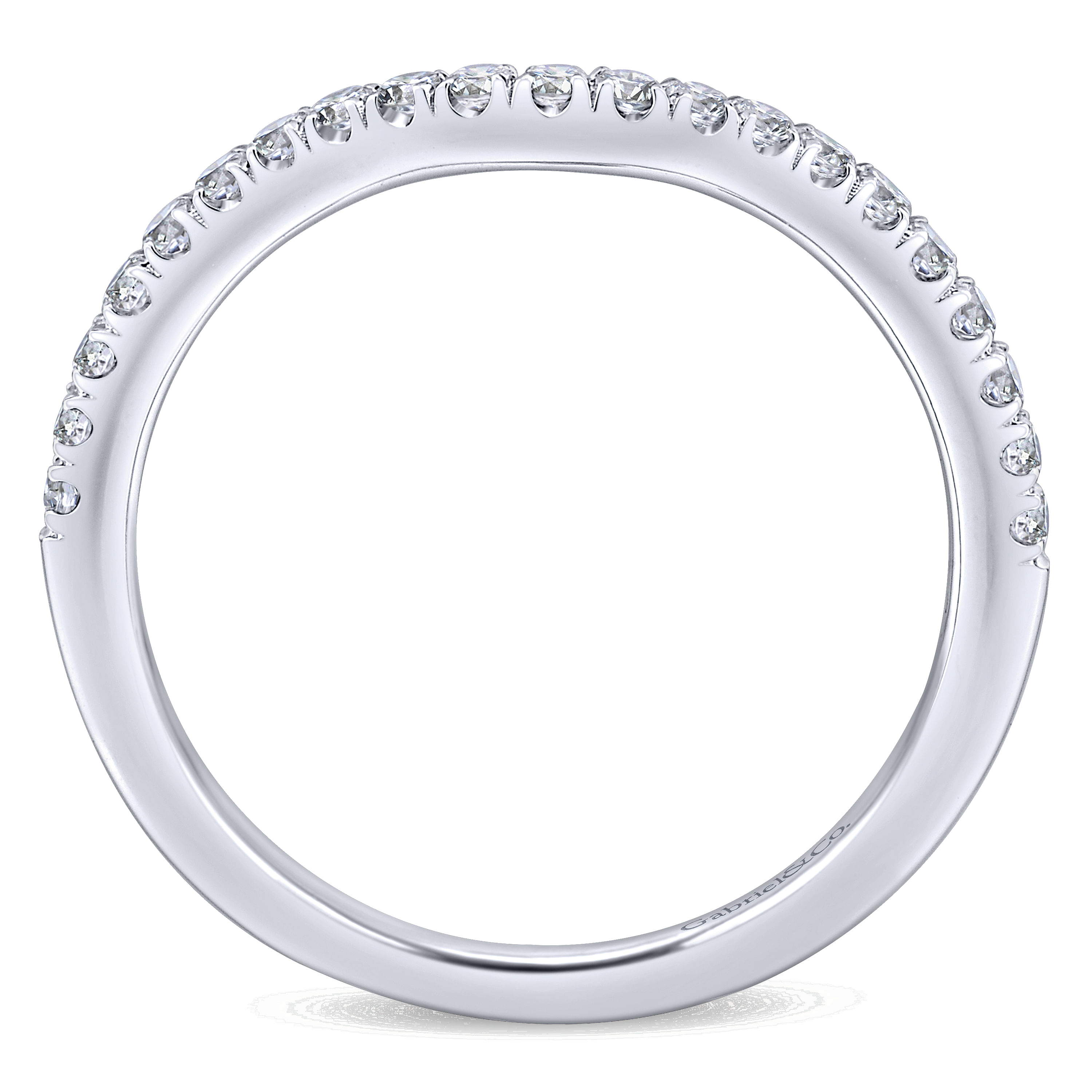 14k White Gold Diamond Curved Wedding Band angle 2 14k White Gold Diamond Curved Wedding Band angle 2