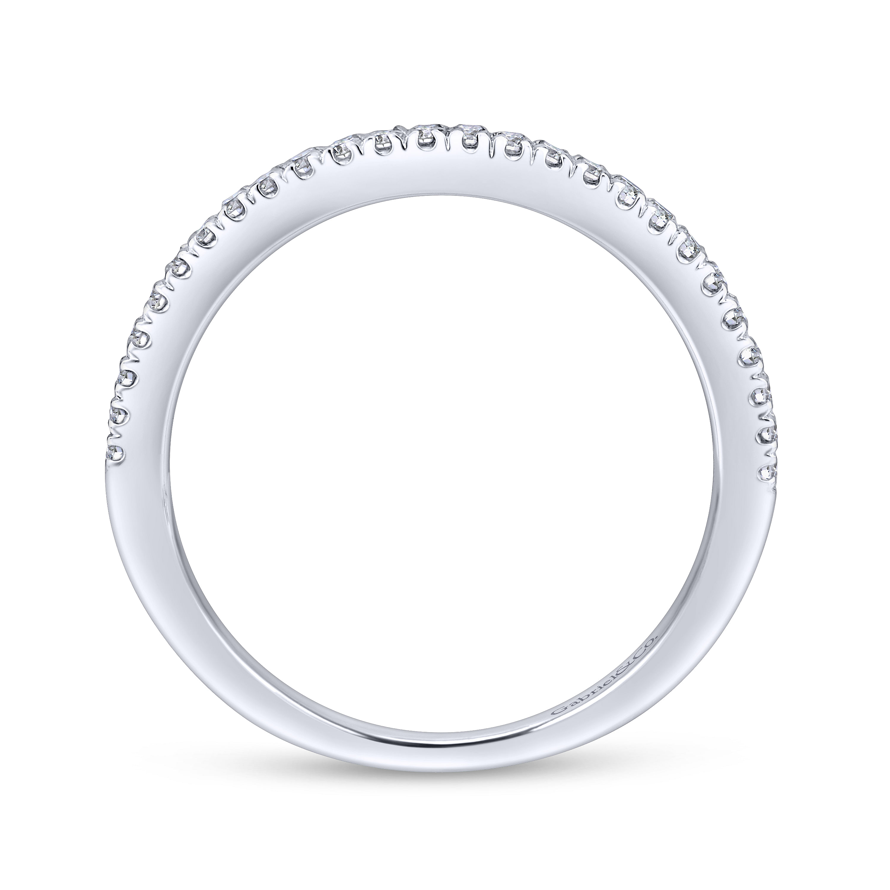 14k White Gold Diamond Curved Wedding Band angle 2 14k White Gold Diamond Curved Wedding Band angle 2
