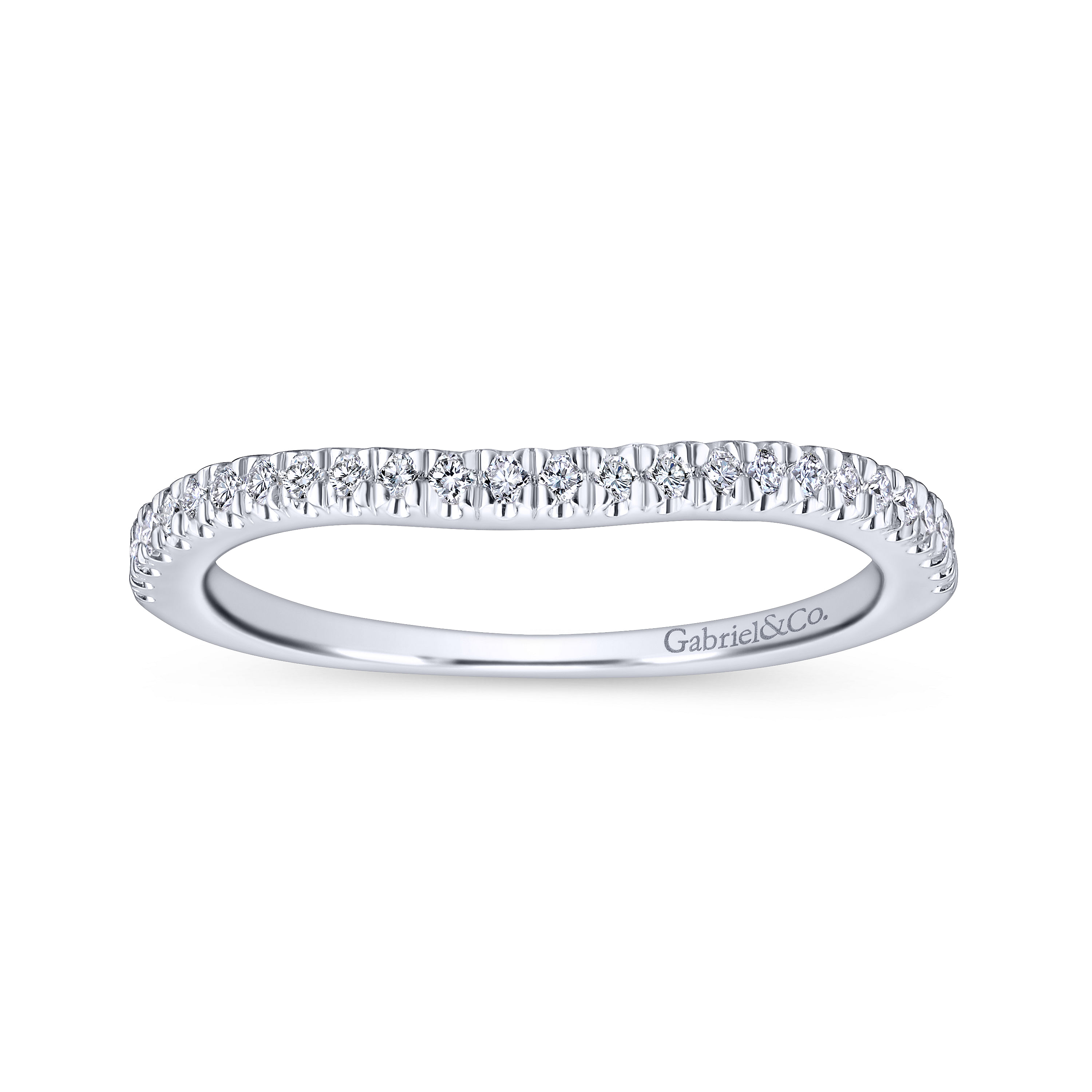 14k White Gold Diamond Curved Wedding Band angle 5 14k White Gold Diamond Curved Wedding Band angle 5